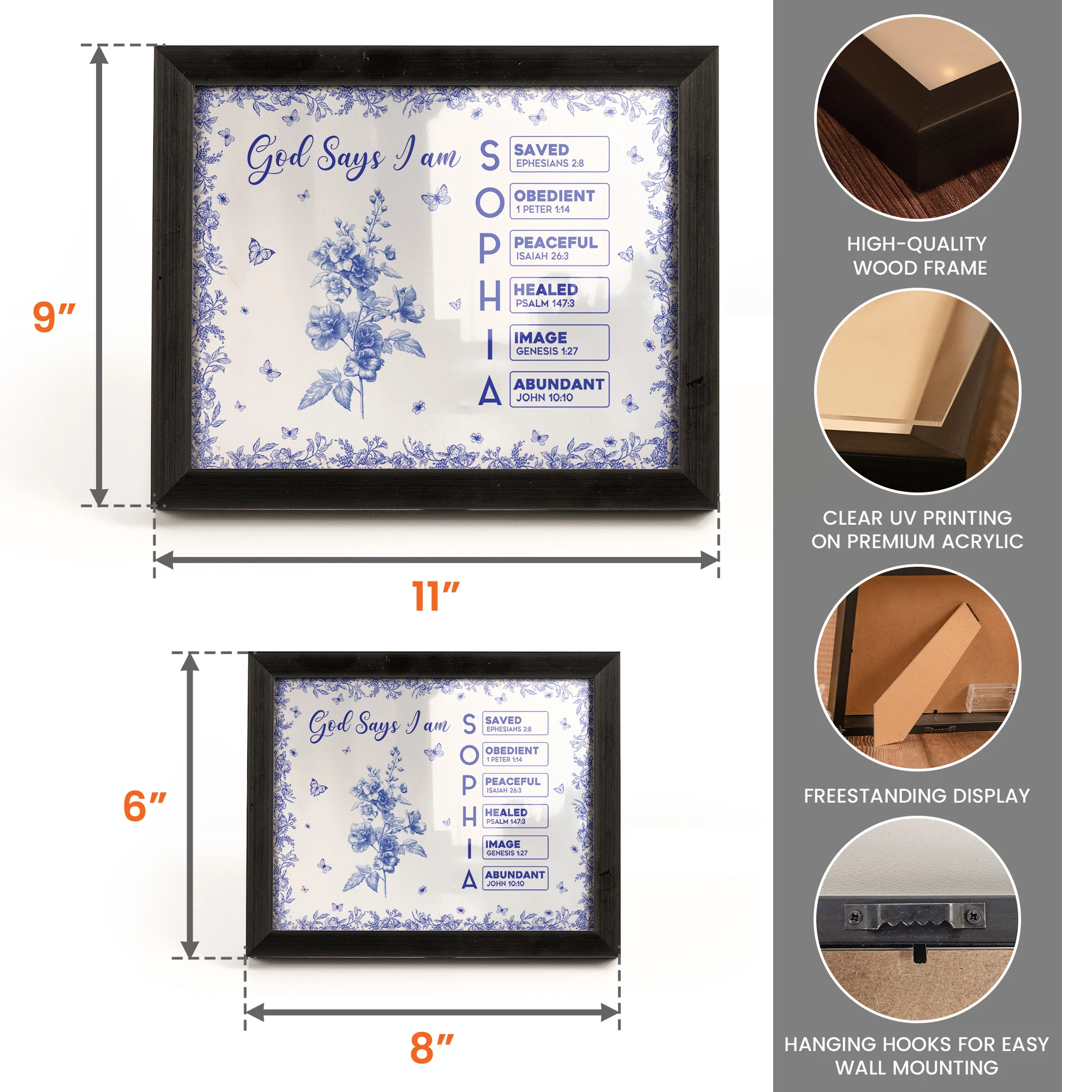 God Says I Am Name Letter In Bible Toile De Jouy Style - Personalized LED Shadow Box - Image 6
