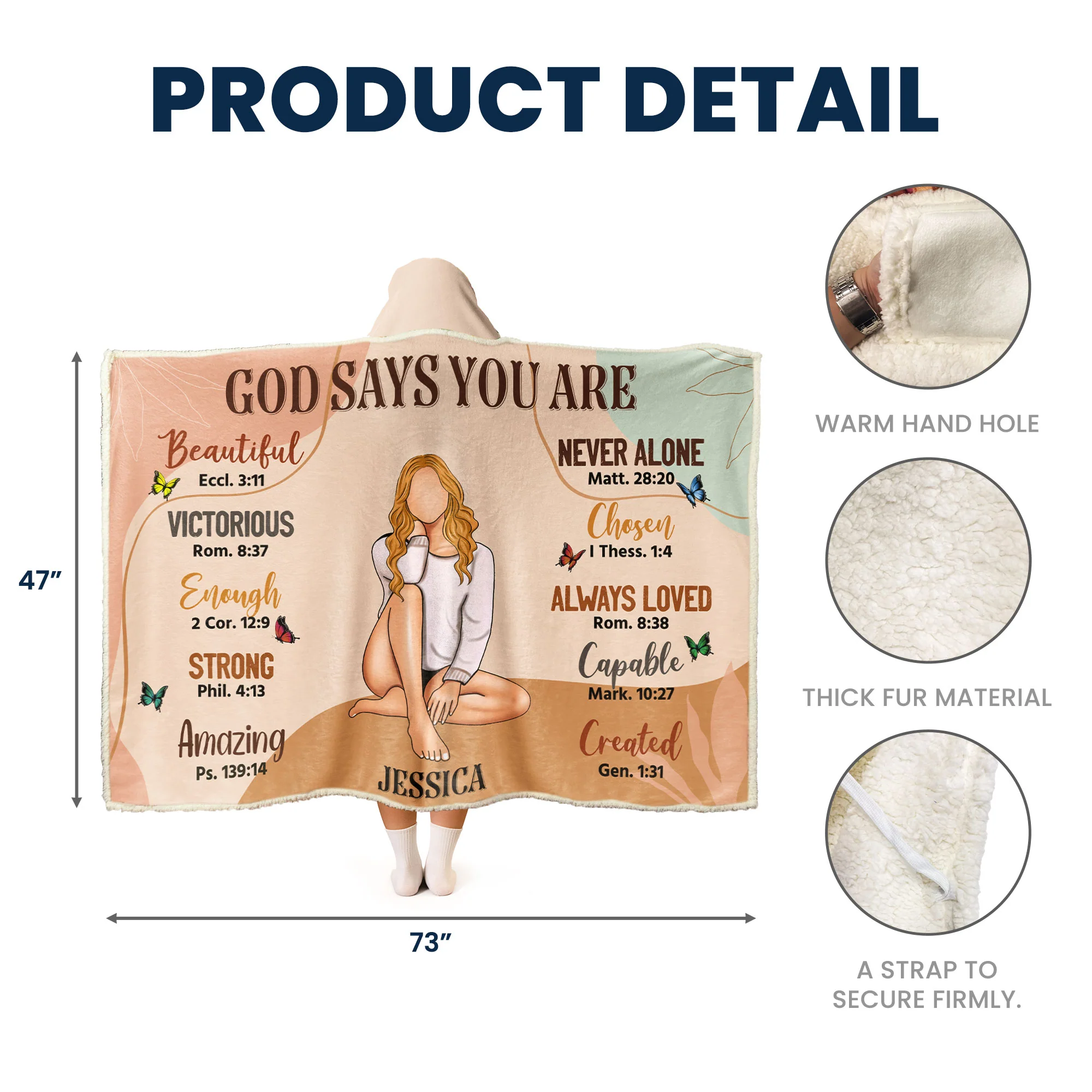 God Says I Am - Personalized Wearable Blanket Hoodie - Image 6