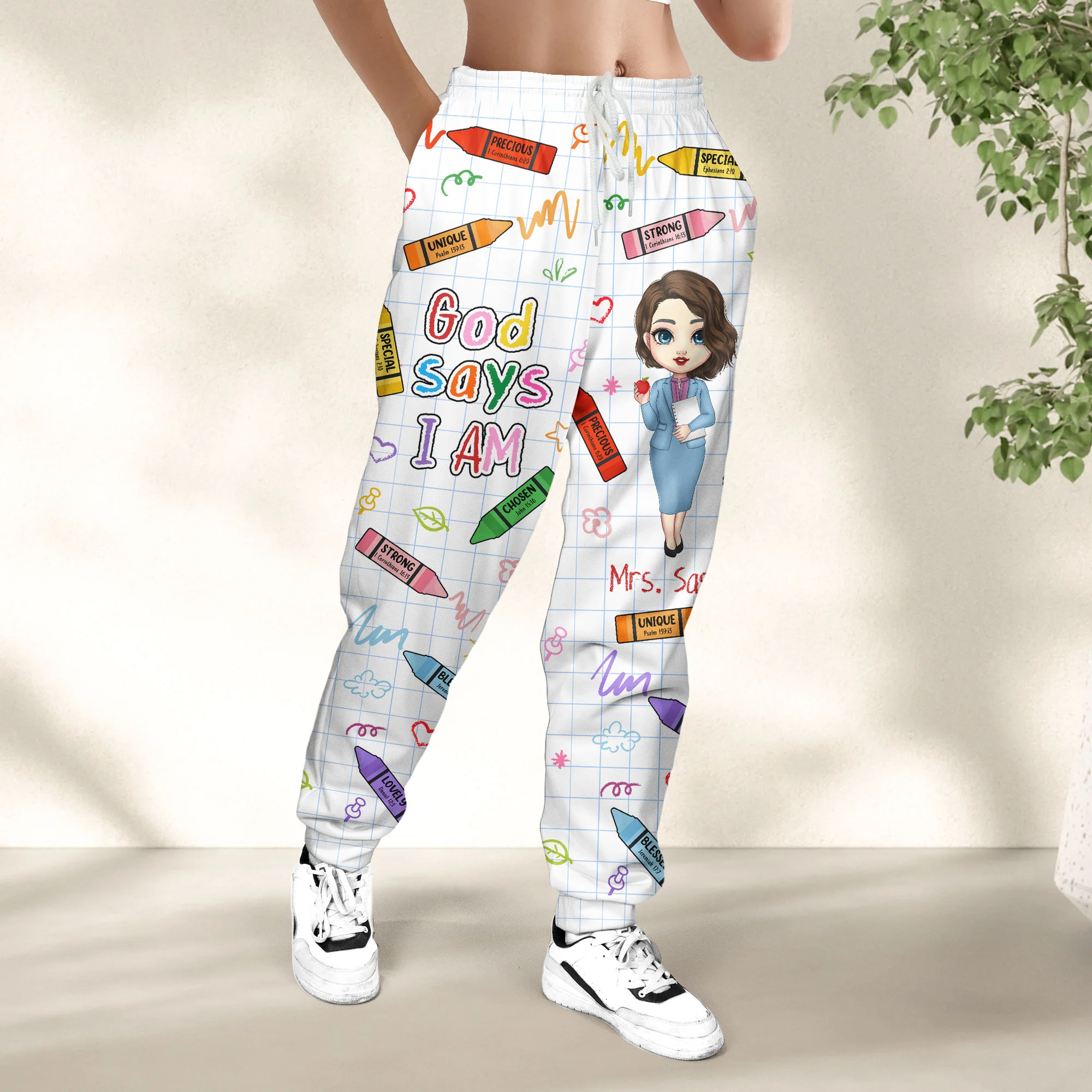 God Says I Am Teacher Bible Verses - Personalized Sweatpants - Image 5