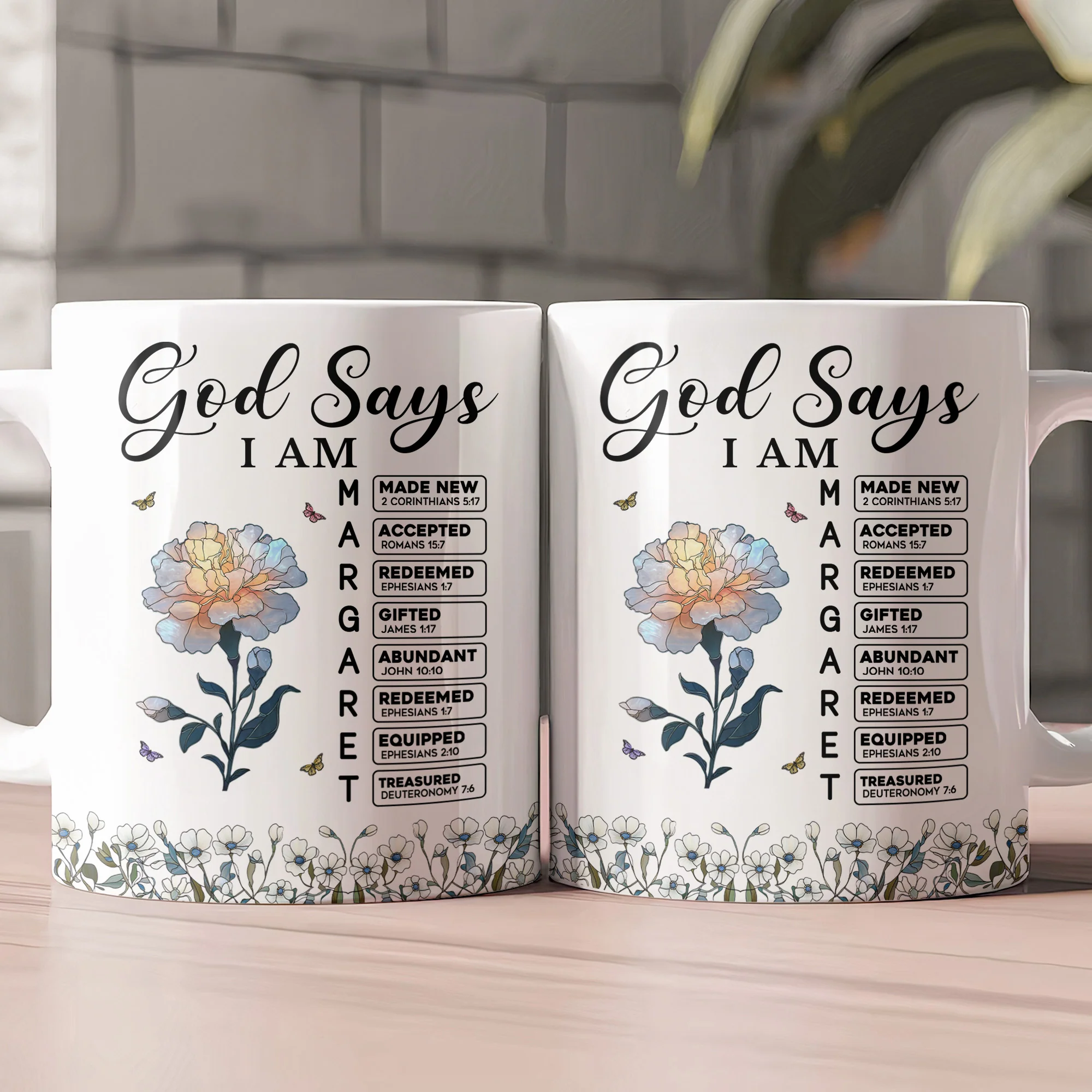 God Says I Am With Name Letter In Bible Christian Gift - Personalized Mug - Image 3