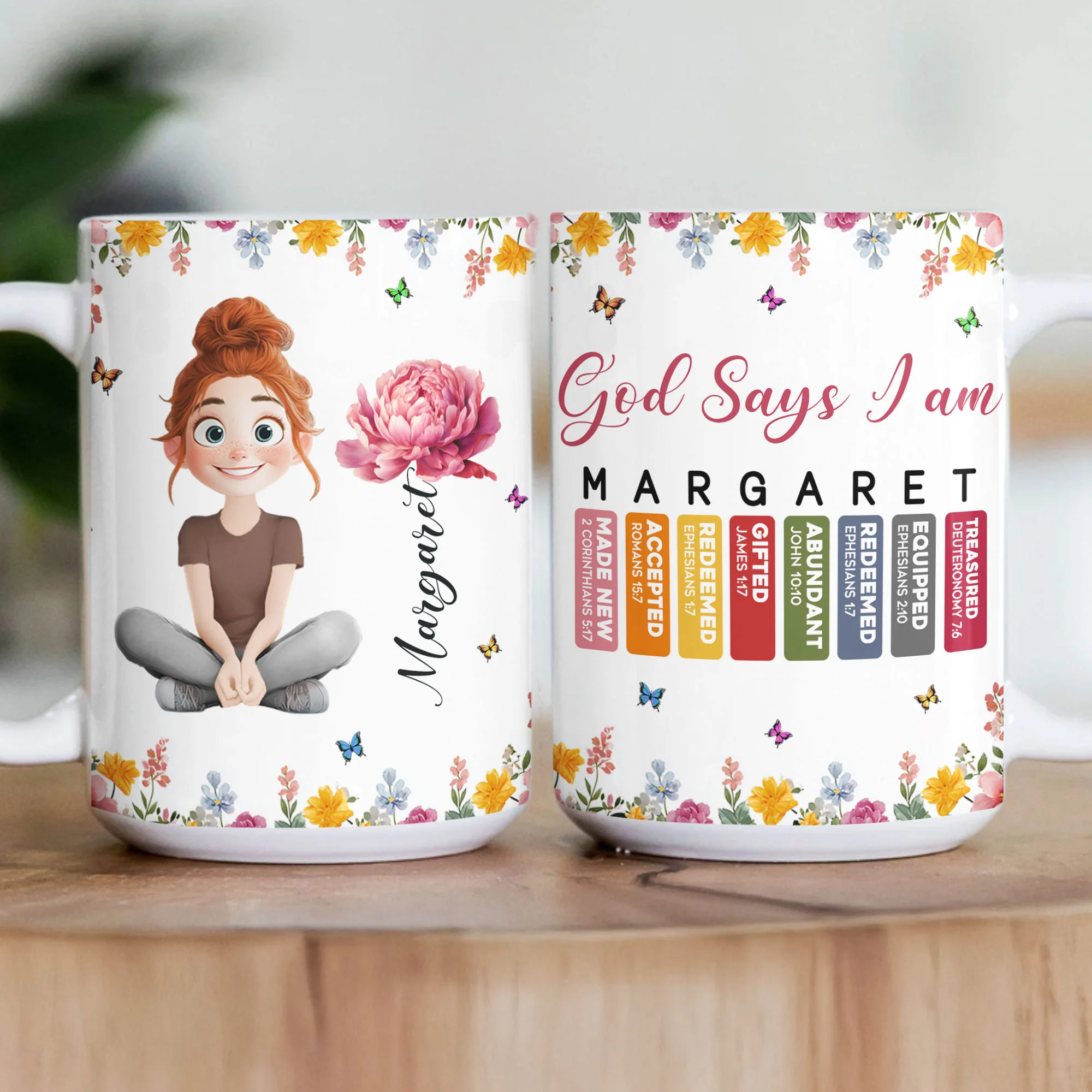 God Says I Am With Name Letter In Bible - Personalized Mug - Image 3