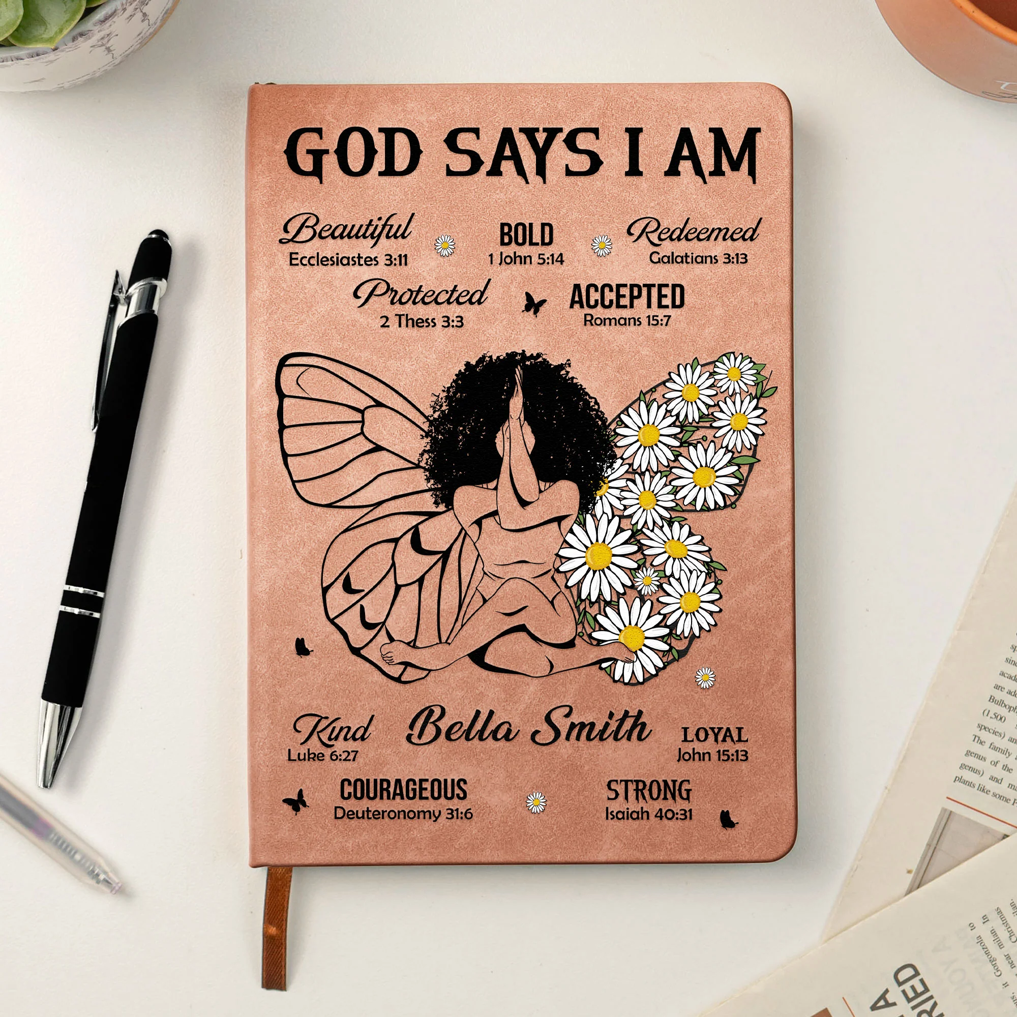 God Says That I Am - Personalized Leather Journal - Image 2