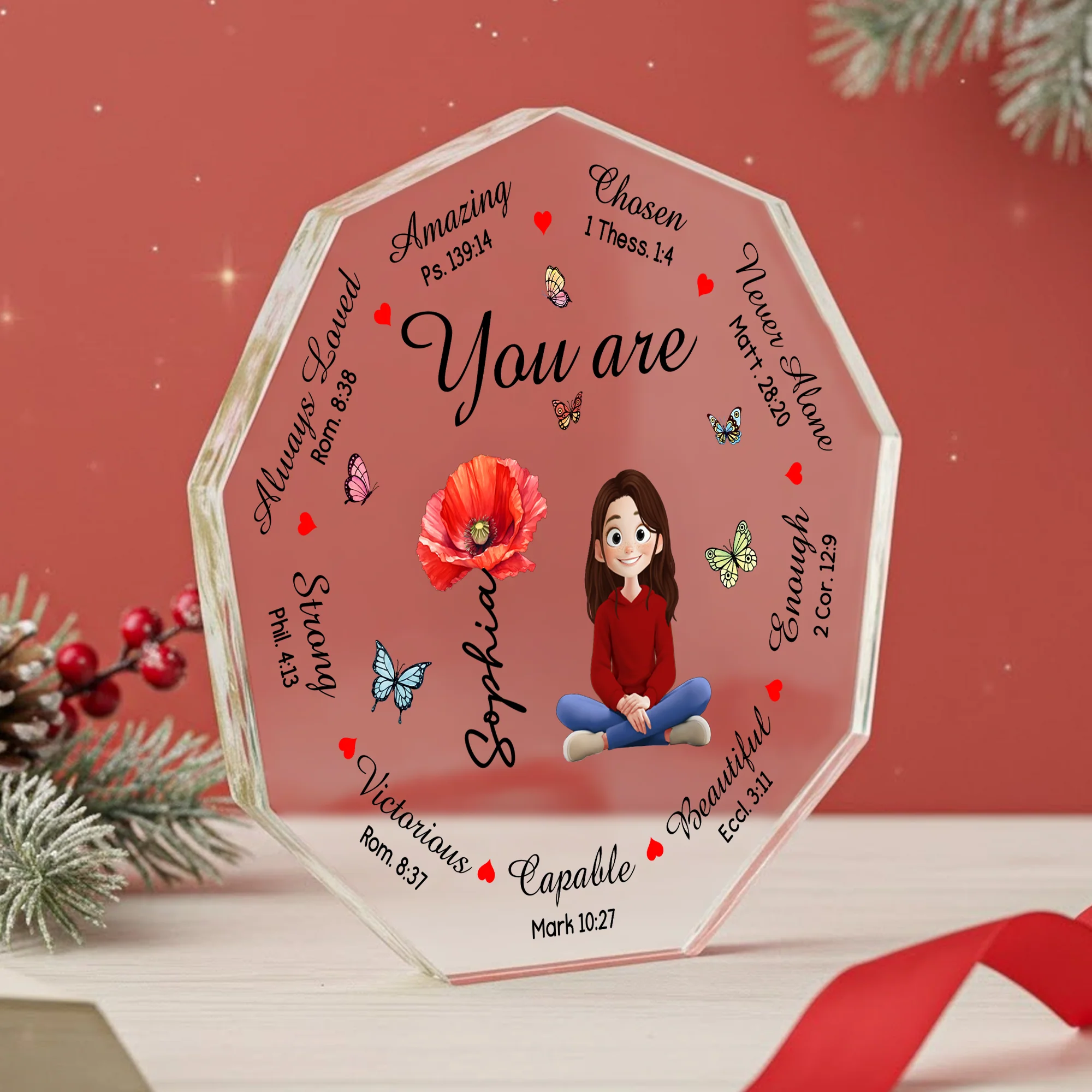 God Says You Are Bible Verses With Birth Flower - Personalized Acrylic Plaque - Image 2