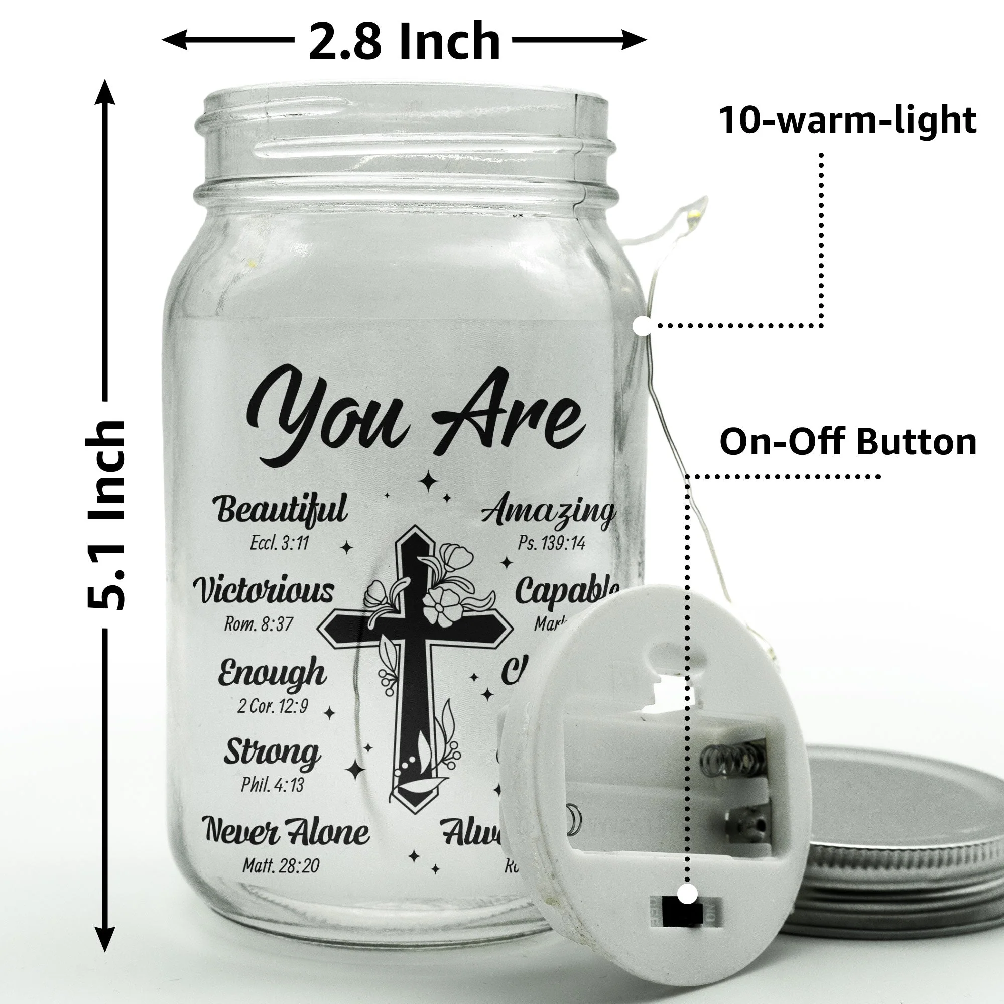 God Says You Are Birth Month Flowers - Personalized Mason Jar Light - Image 3