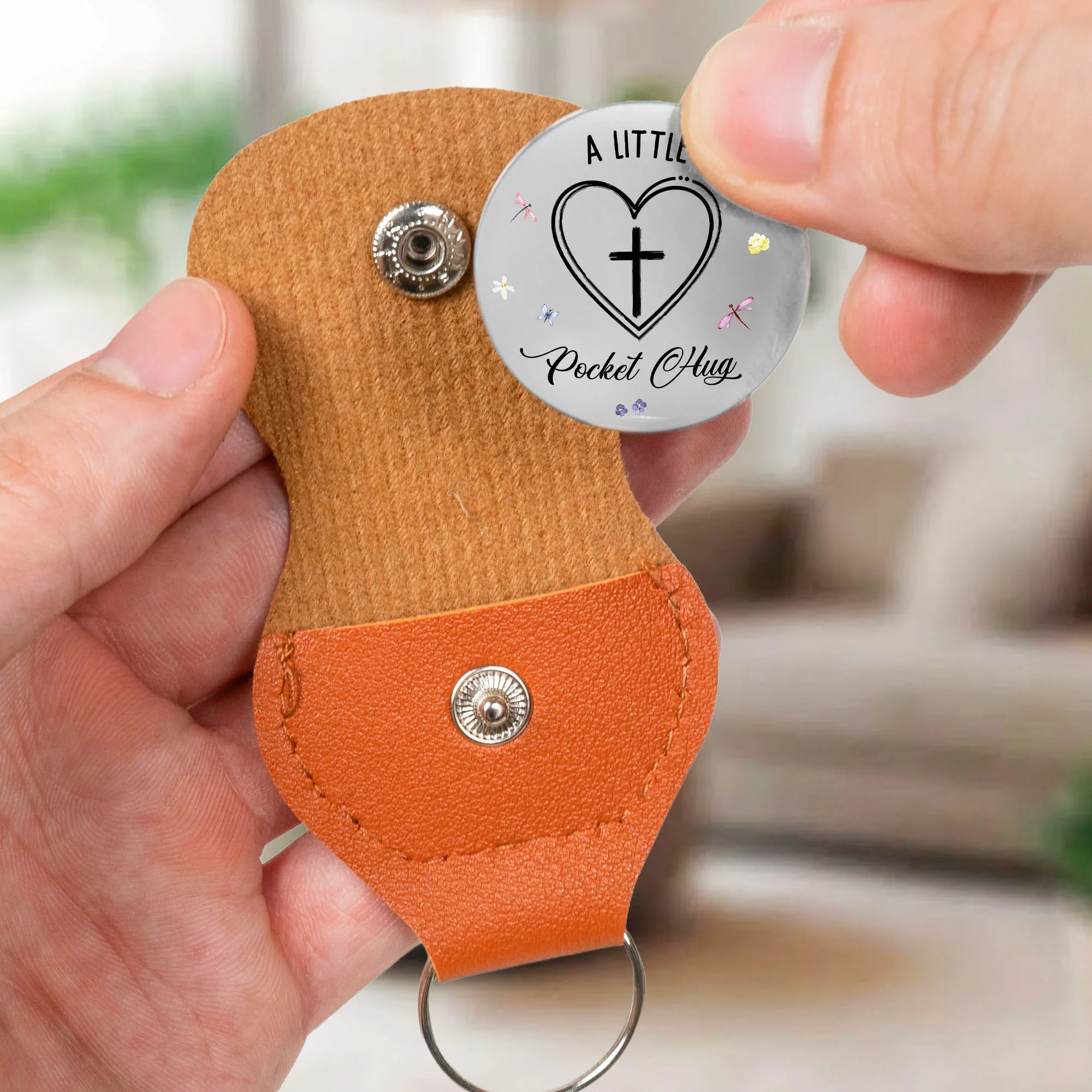 God Says You Are - Christian Gifts Custom Birth Flower - Personalized Leather Pocket Hug - Image 4