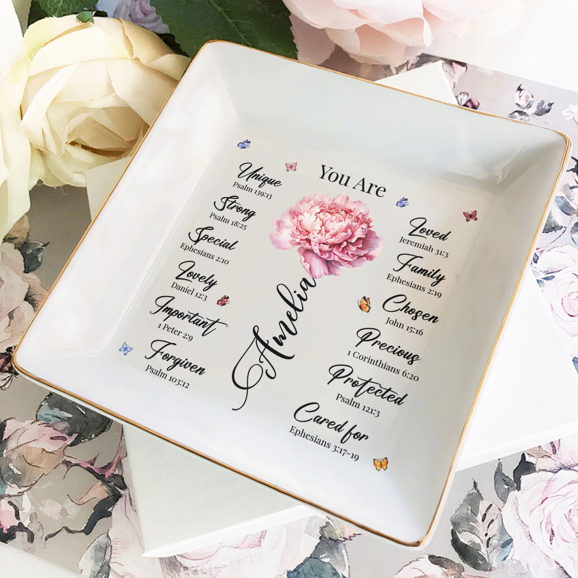 God Says You Are Custom Birth Flower - Personalized Jewelry Dish - Image 2