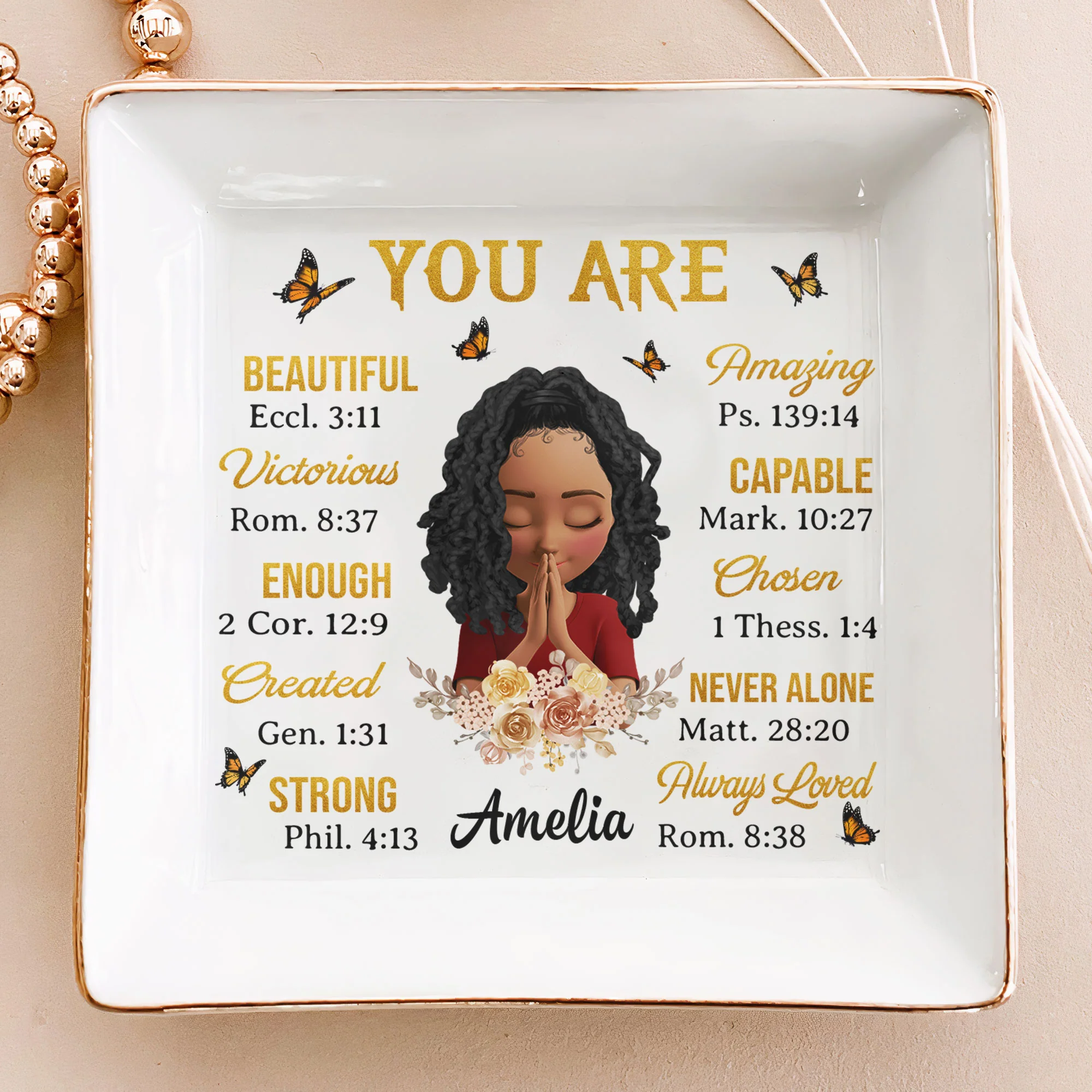 God Says You Are In Bible Verses Gift For Her - Personalized Jewelry Dish - Image 2