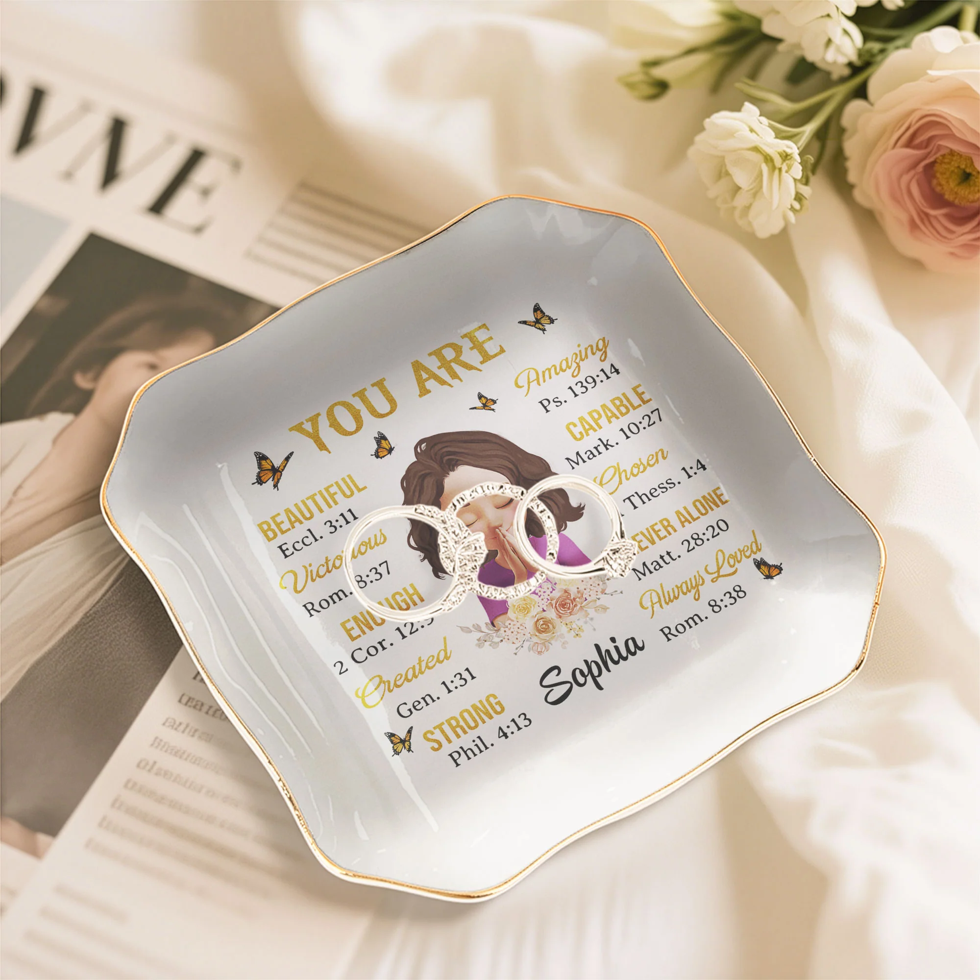 God Says You Are In Bible Verses Gift For Her - Personalized Jewelry Dish - Image 7