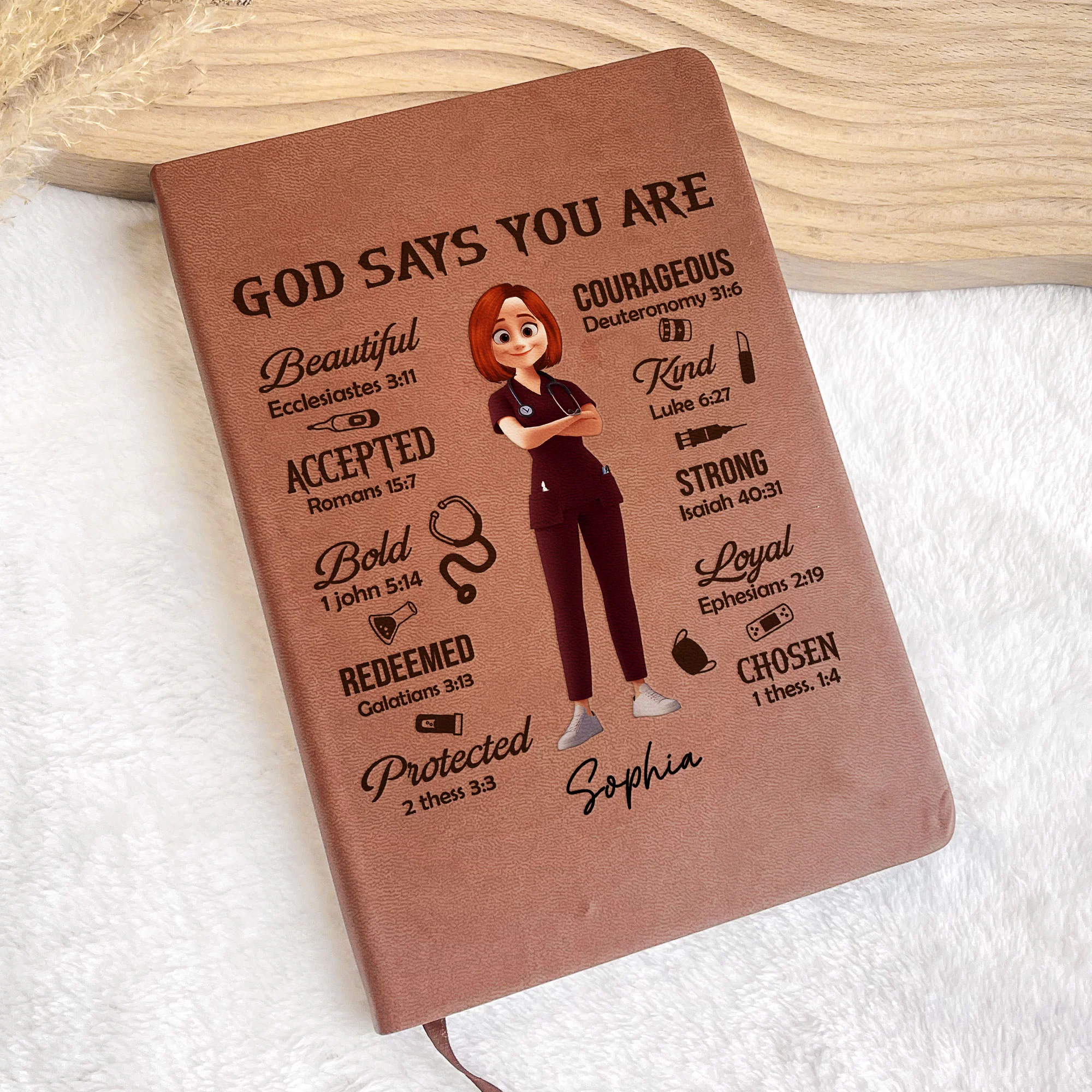 God Says You Are - Personalized Leather Journal - Image 3