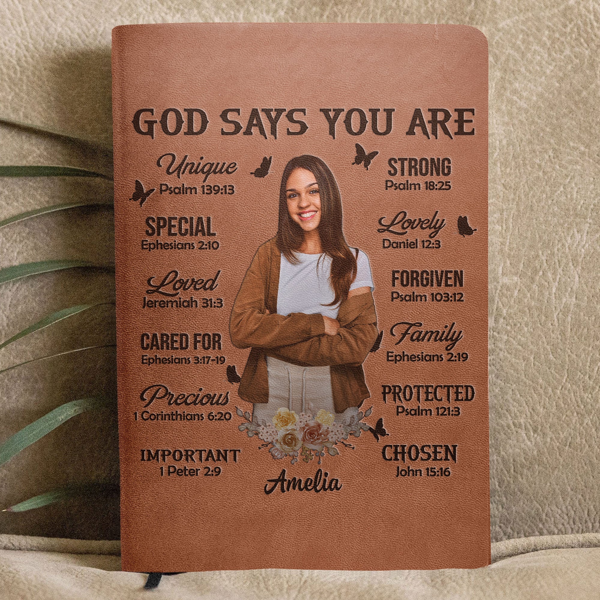 God Says You Are - Personalized Photo Leather Journal - Image 4