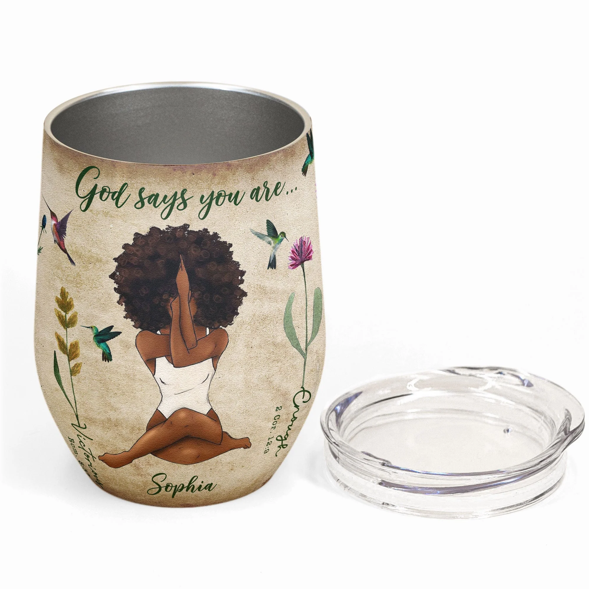 God Says You Are - Personalized Wine Tumbler - Daily Affirmation, Motivation Gift For Her, Woman, Girl - Image 2