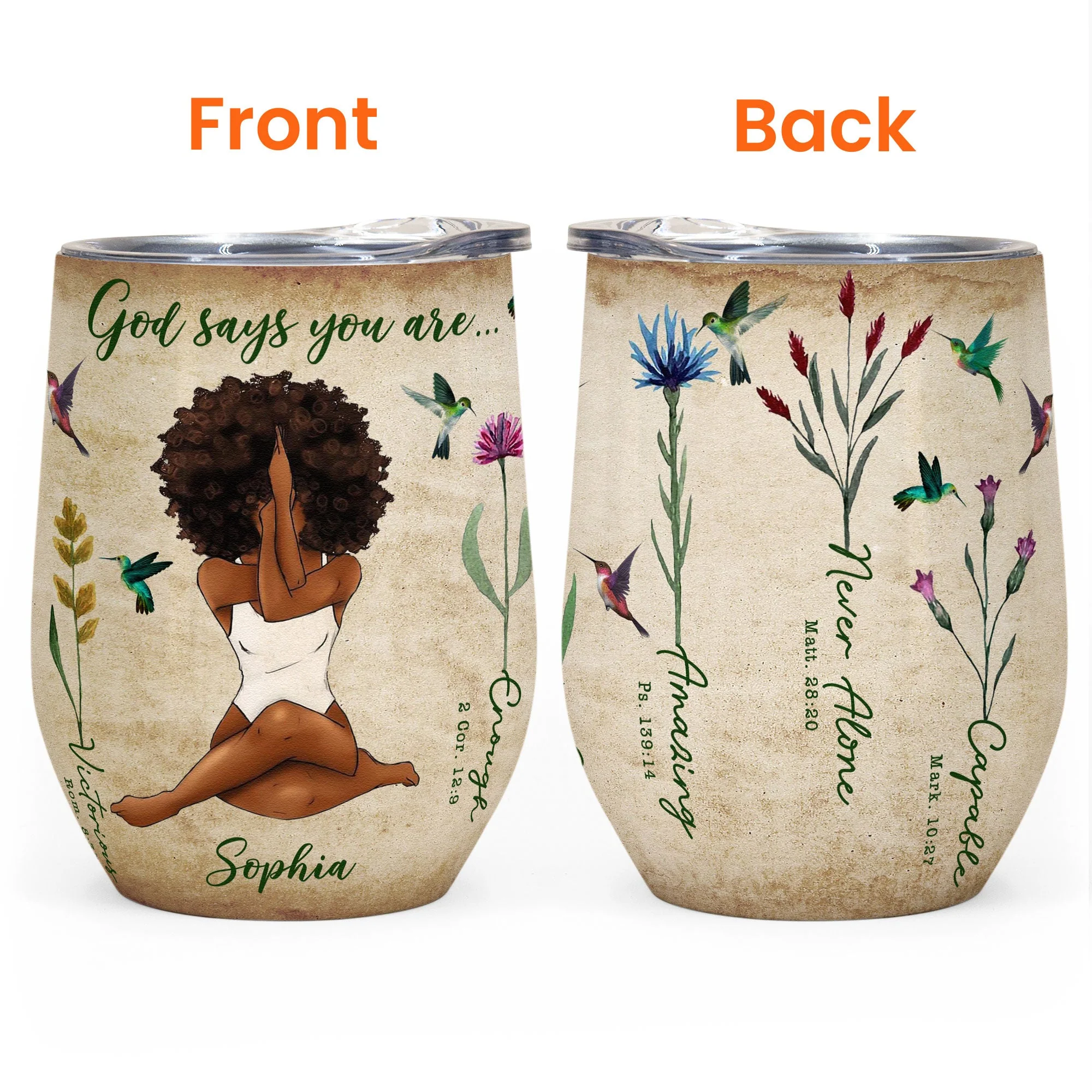 God Says You Are - Personalized Wine Tumbler - Daily Affirmation, Motivation Gift For Her, Woman, Girl - Image 3