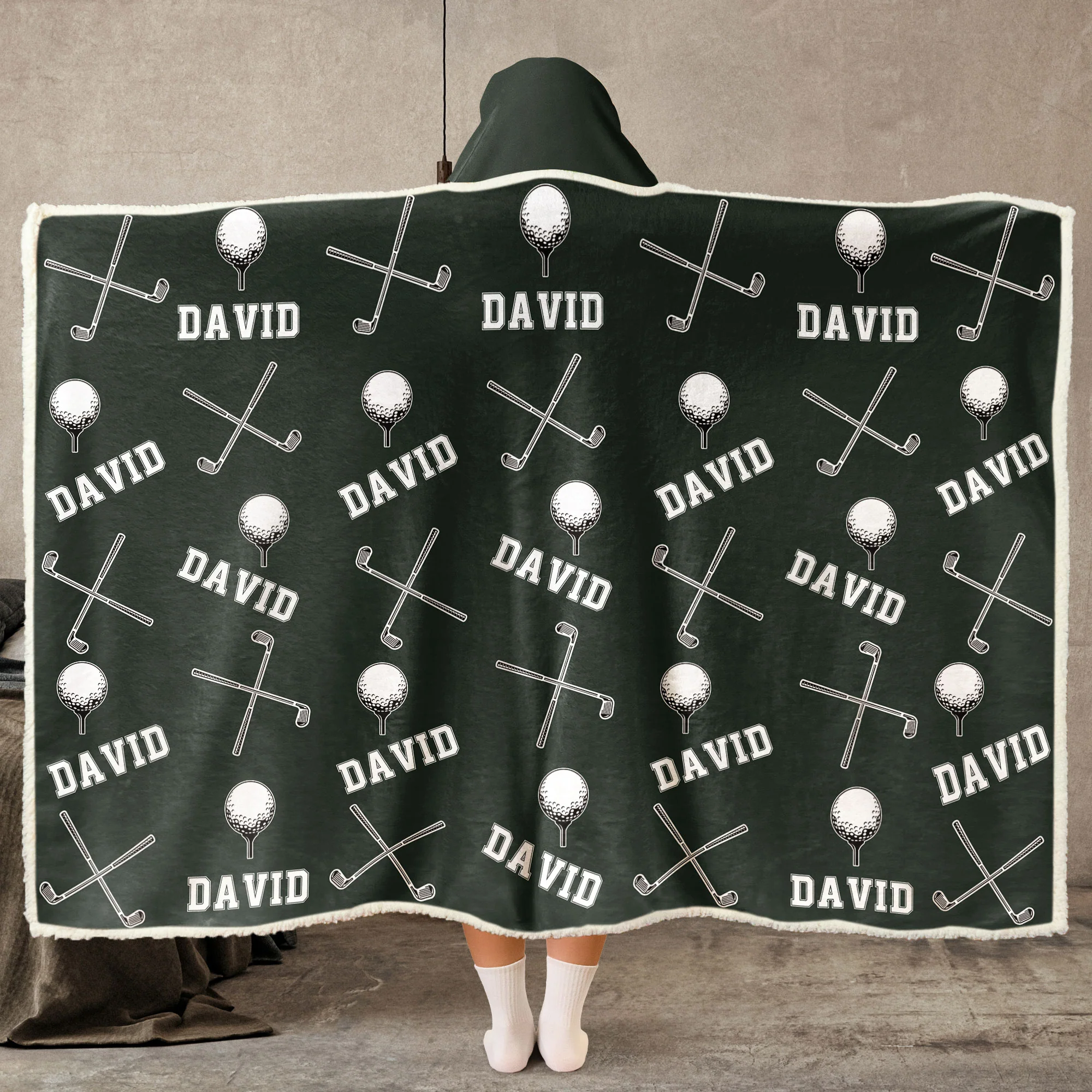 Golf Custom Name - Personalized Wearable Blanket Hoodie - Image 2