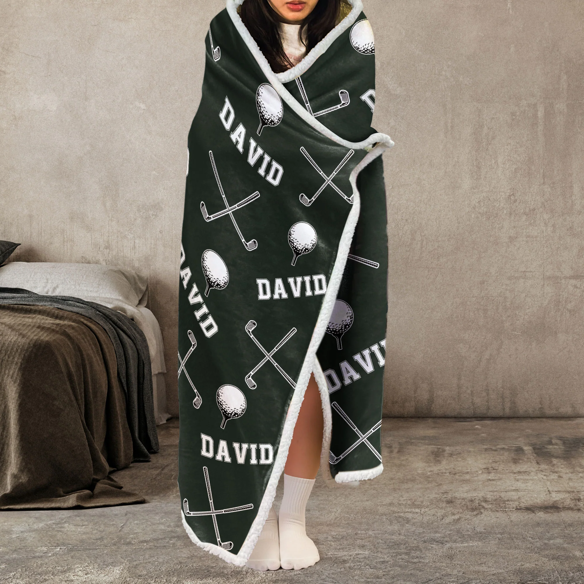 Golf Custom Name - Personalized Wearable Blanket Hoodie - Image 4