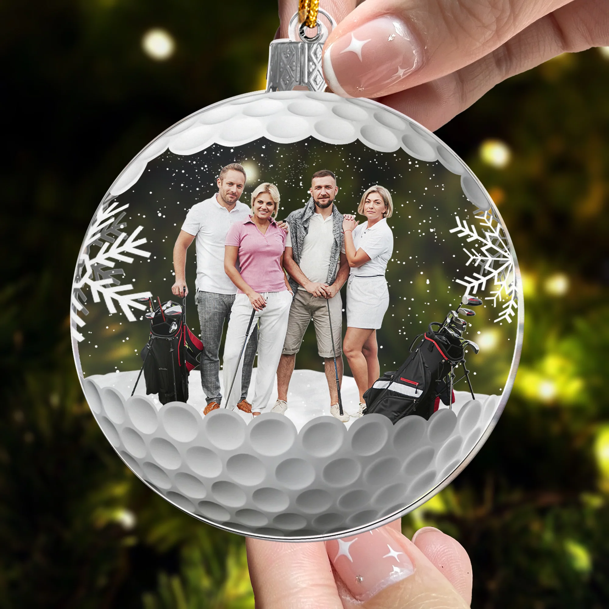 Golf Friends Christmas Globe - Personalized Acrylic Photo Ornament - Image 4