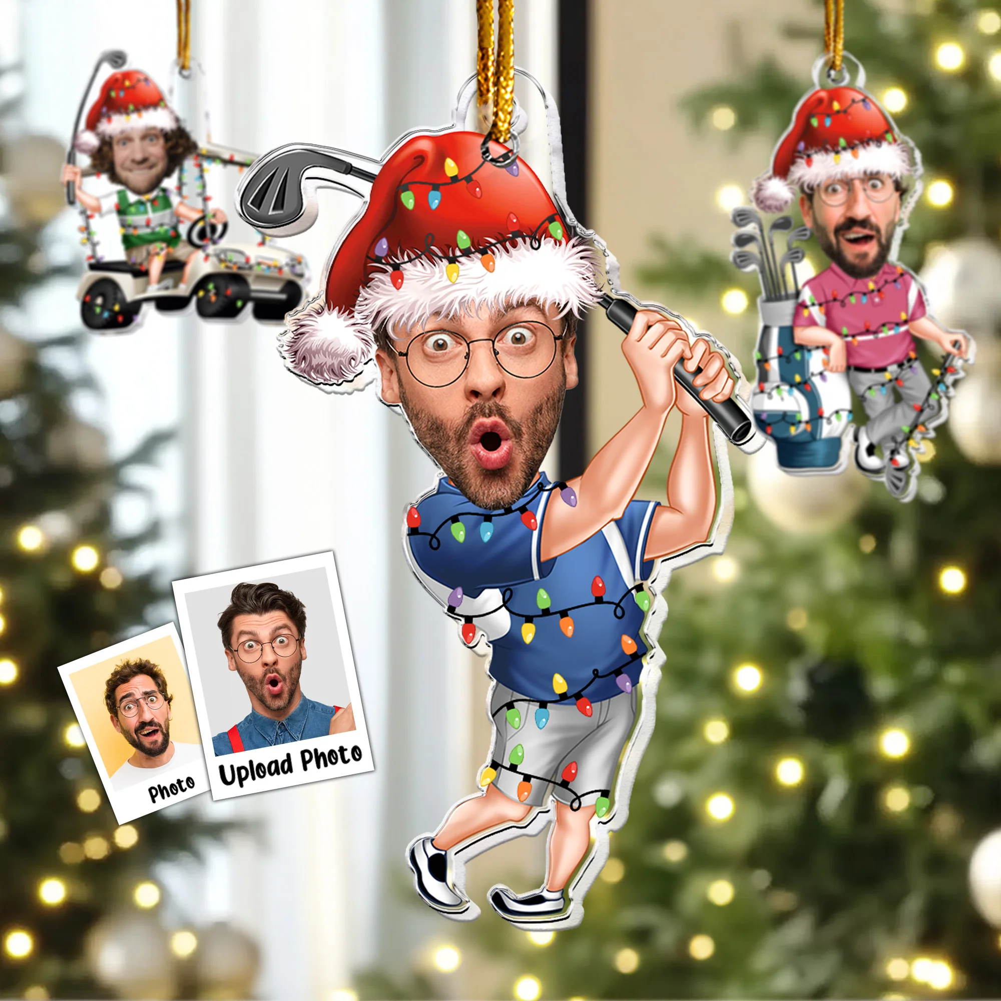 Golf Player - Personalized Acrylic Photo Ornament - Image 2