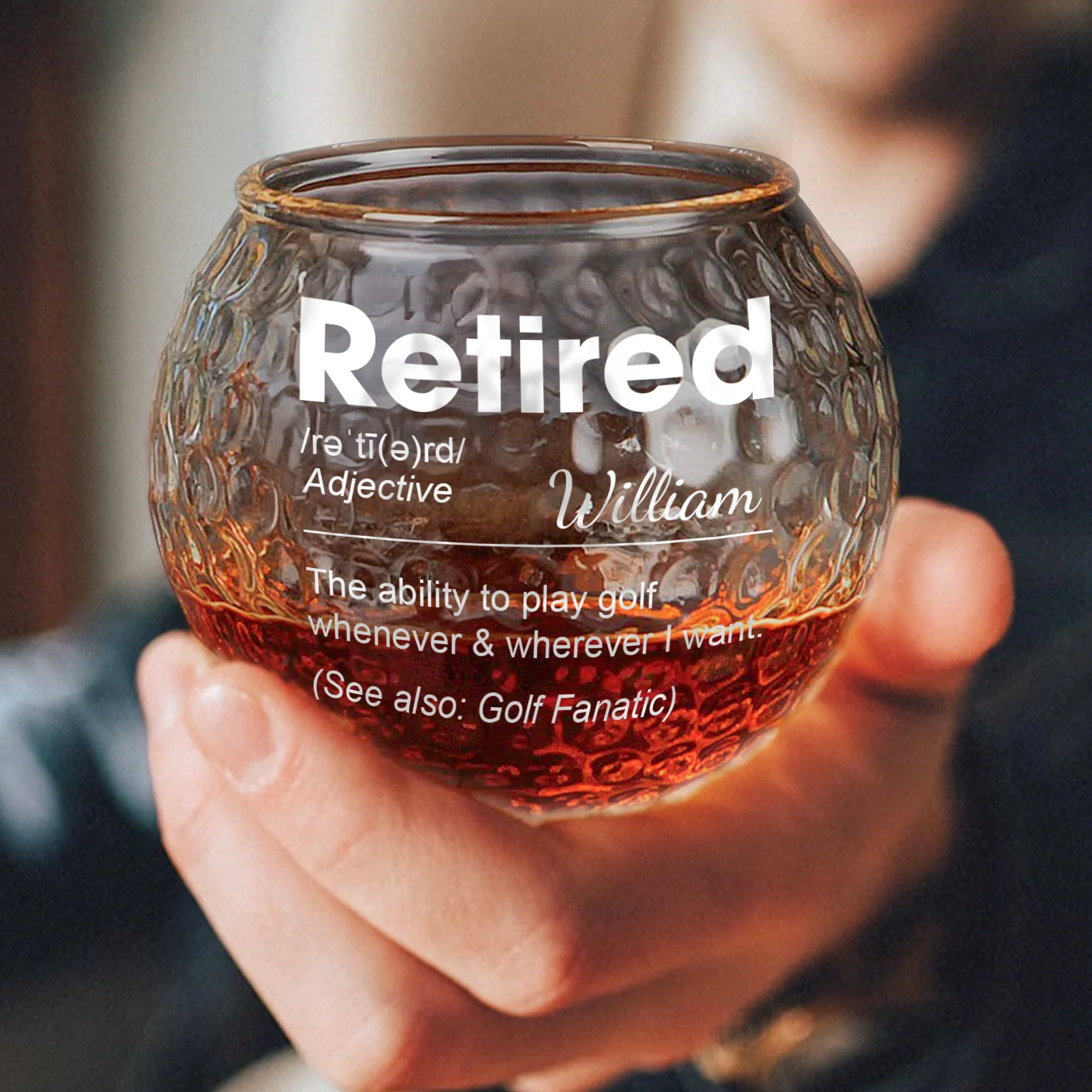 Golf Retirement Gifts For Dad, Husband, Grandpa, Golfers - Personalized Golf Whiskey Glass - Image 3