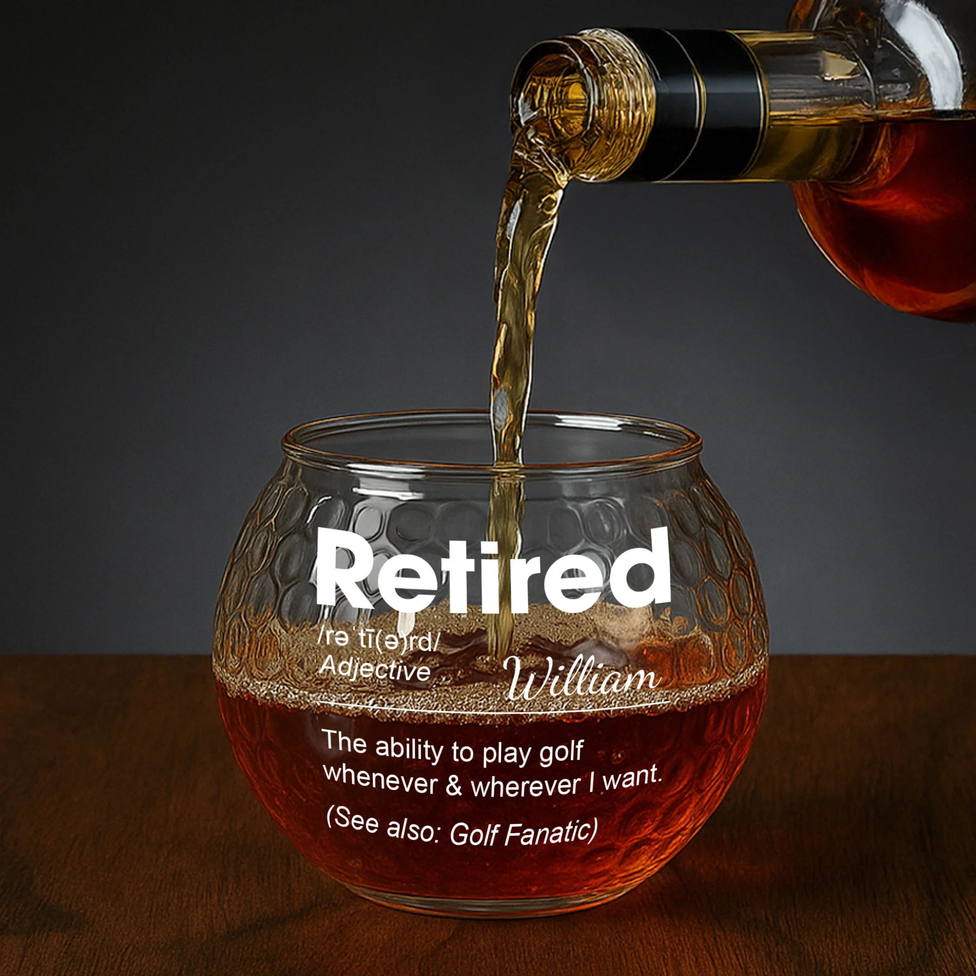 Golf Retirement Gifts For Dad, Husband, Grandpa, Golfers - Personalized Golf Whiskey Glass - Image 4