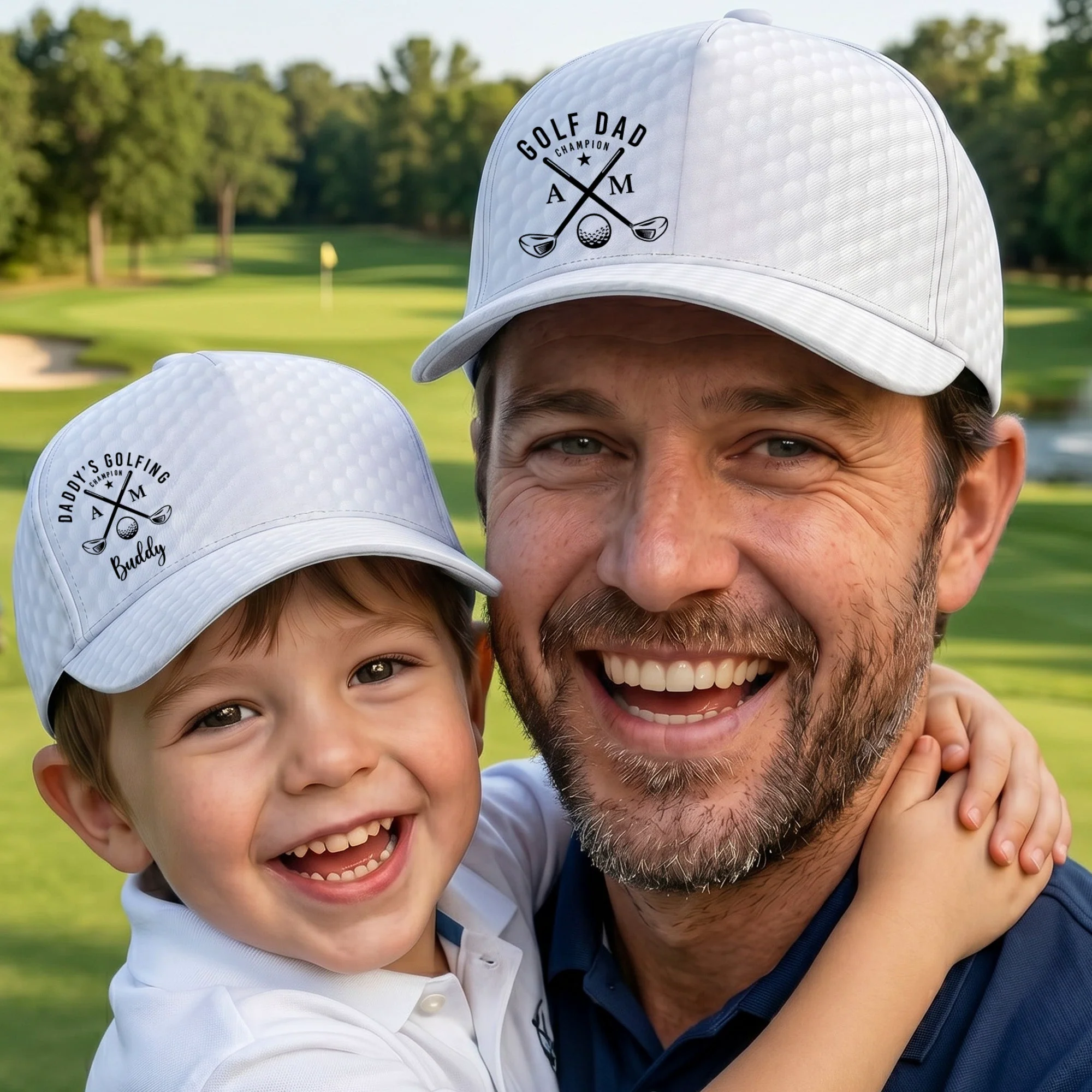 Golfing Dad And Daddy's Golfing Buddy Matching Hat - Personalized Cap