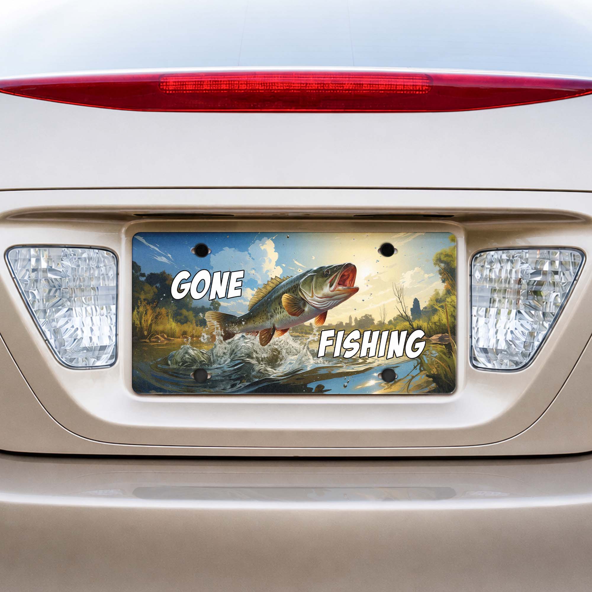 Gone Fishing, Gone Hunting - Custom License Plate - Image 2