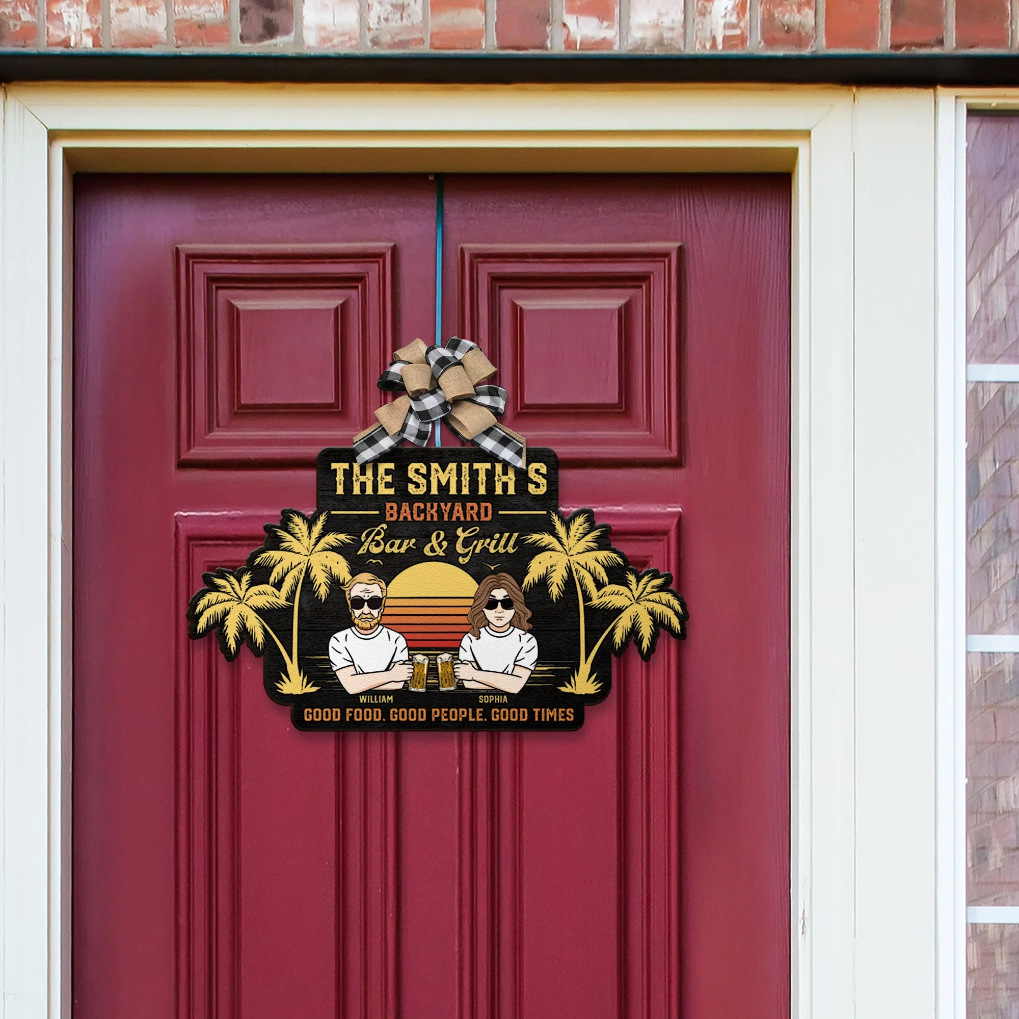 Good Food, Good People, Good Times - Personalized Custom Shaped Wood Sign - Image 4
