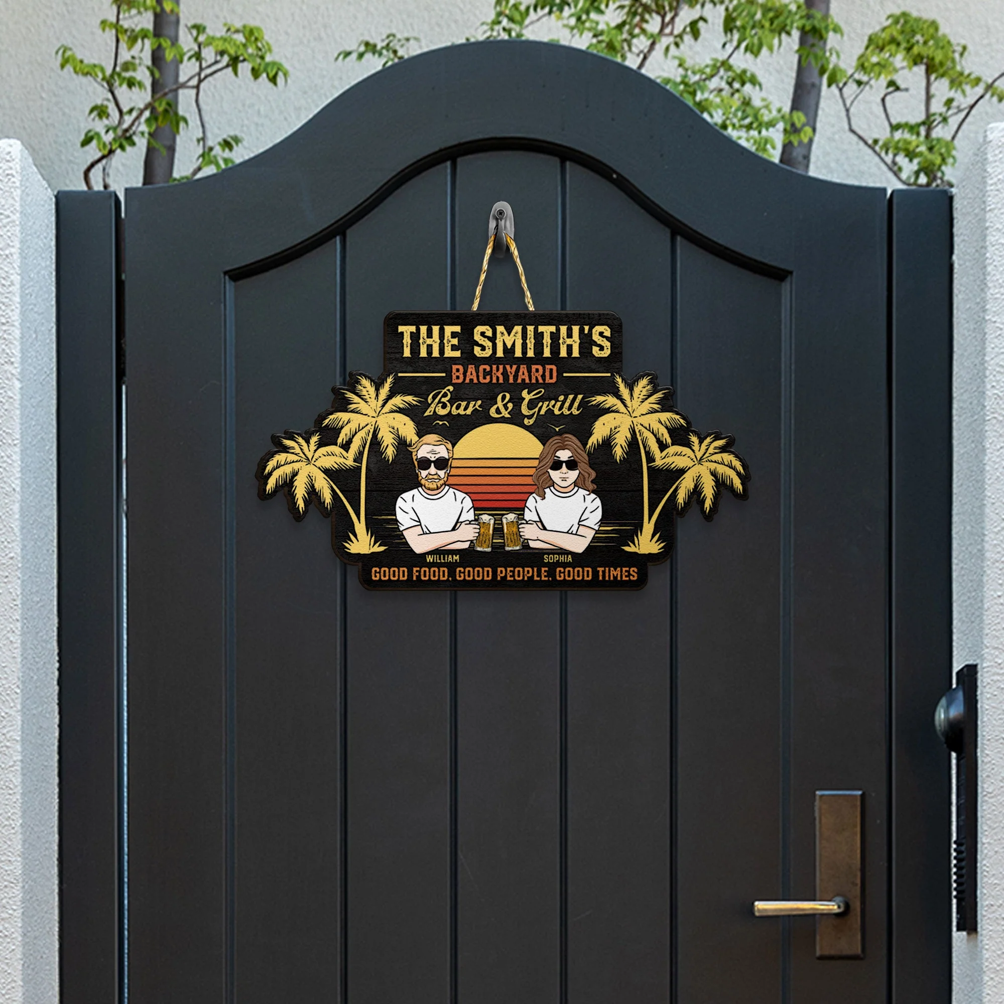 Good Food, Good People, Good Times - Personalized Custom Shaped Wood Sign - Image 5