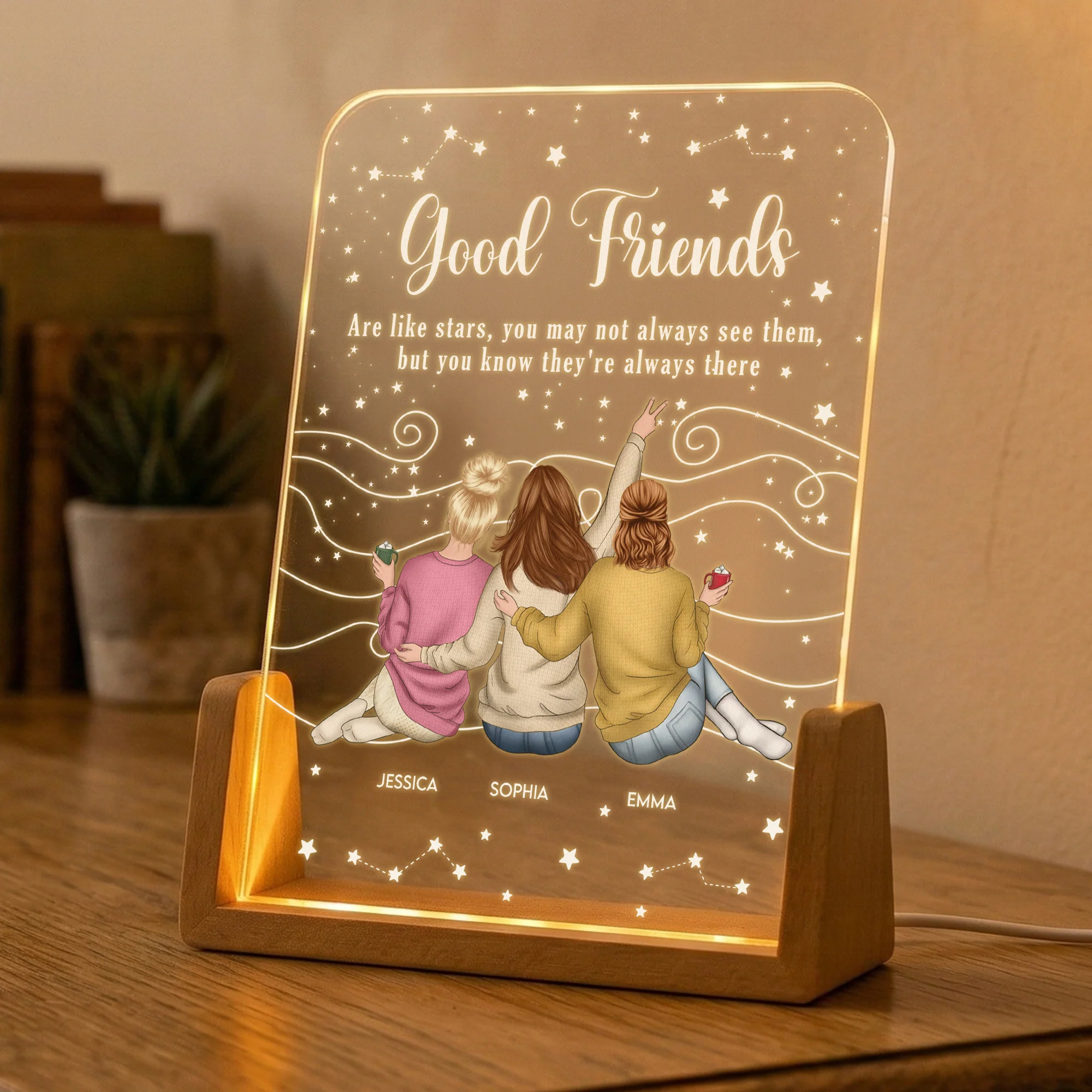 Good Friends Are Like Stars - Friendship Thank You Gifts - Personalized Night Light - Image 4
