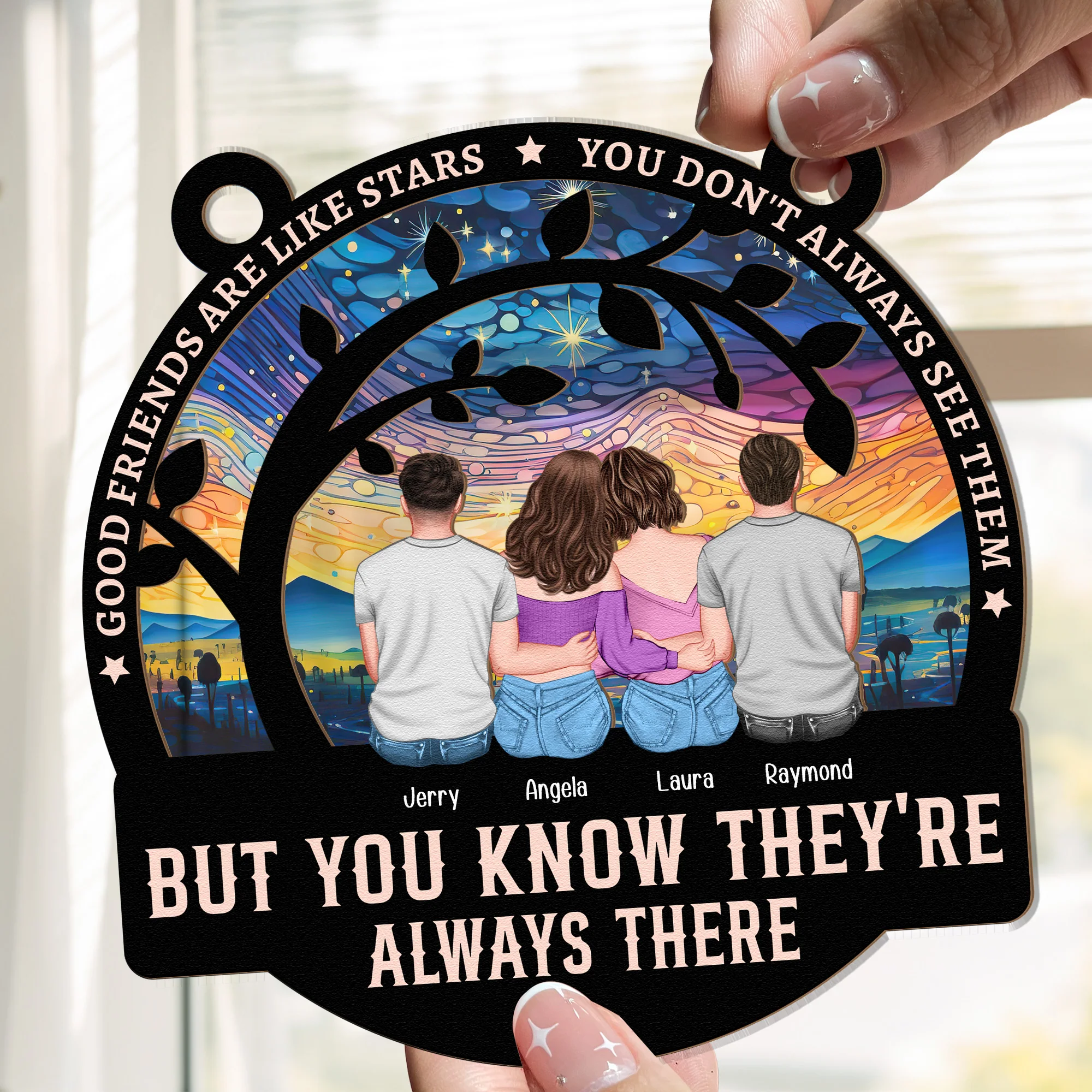Good Friends Are Like Stars - Personalized Window Hanging Suncatcher Ornament - Image 2