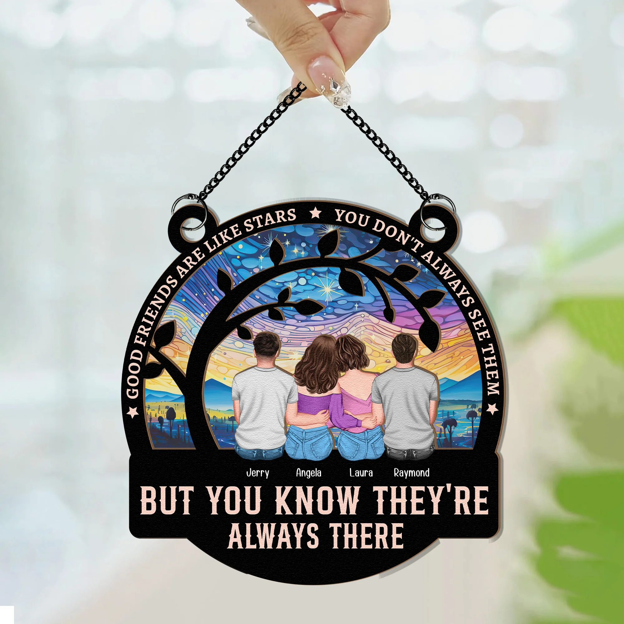 Good Friends Are Like Stars - Personalized Window Hanging Suncatcher Ornament - Image 3