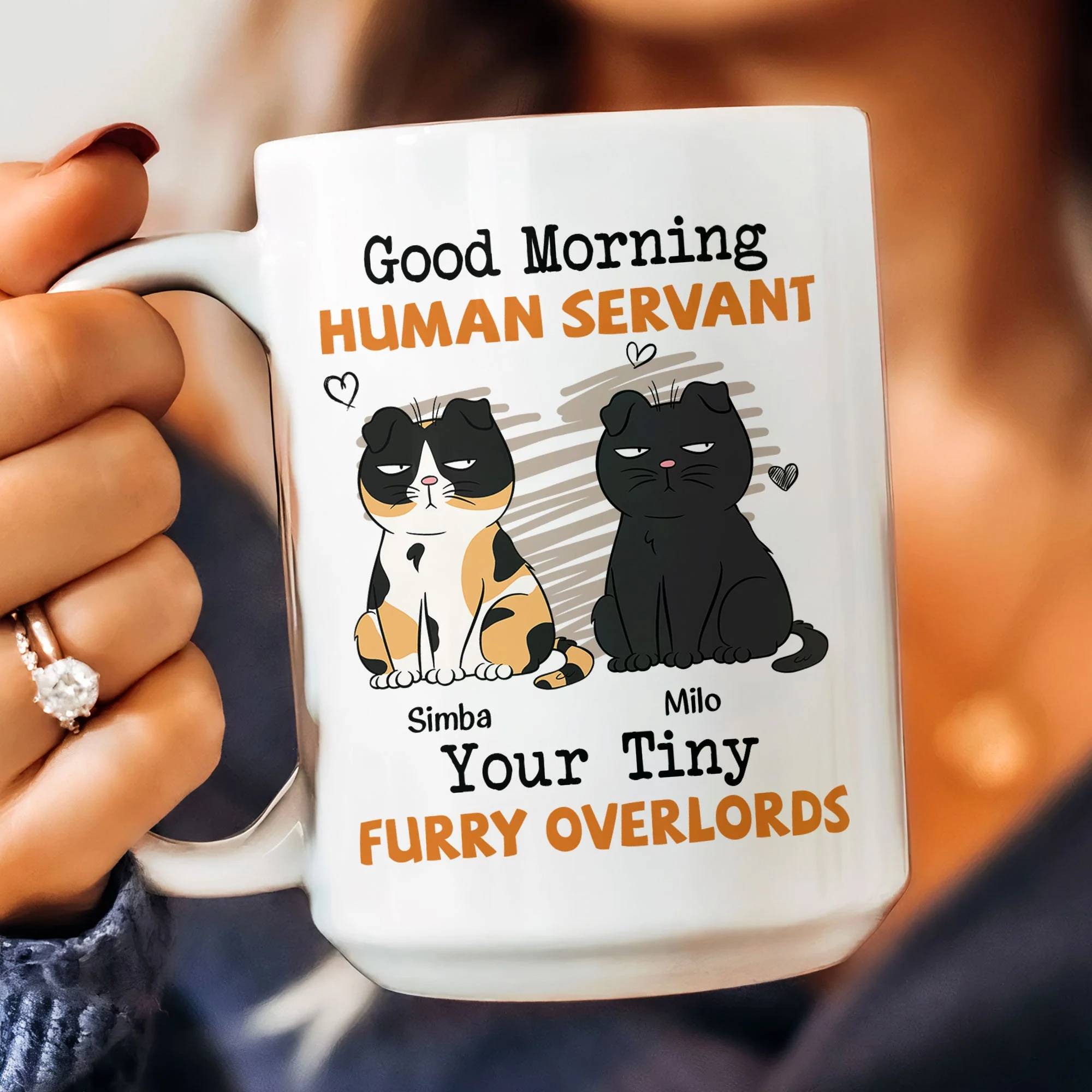Good Morning Human Servant - Personalized Mug - Image 8