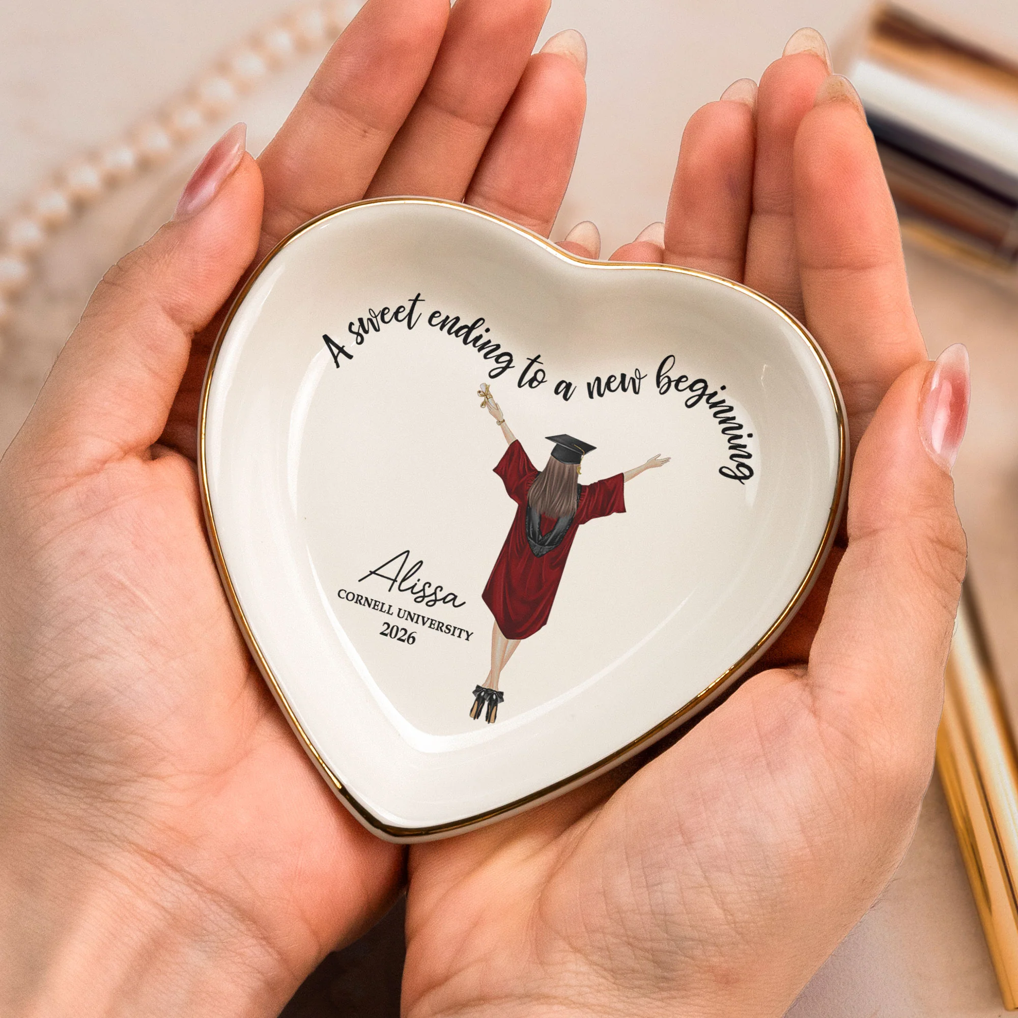 Graduation A Sweet Ending To A New Beginning - Personalized Ring Dish - Image 3