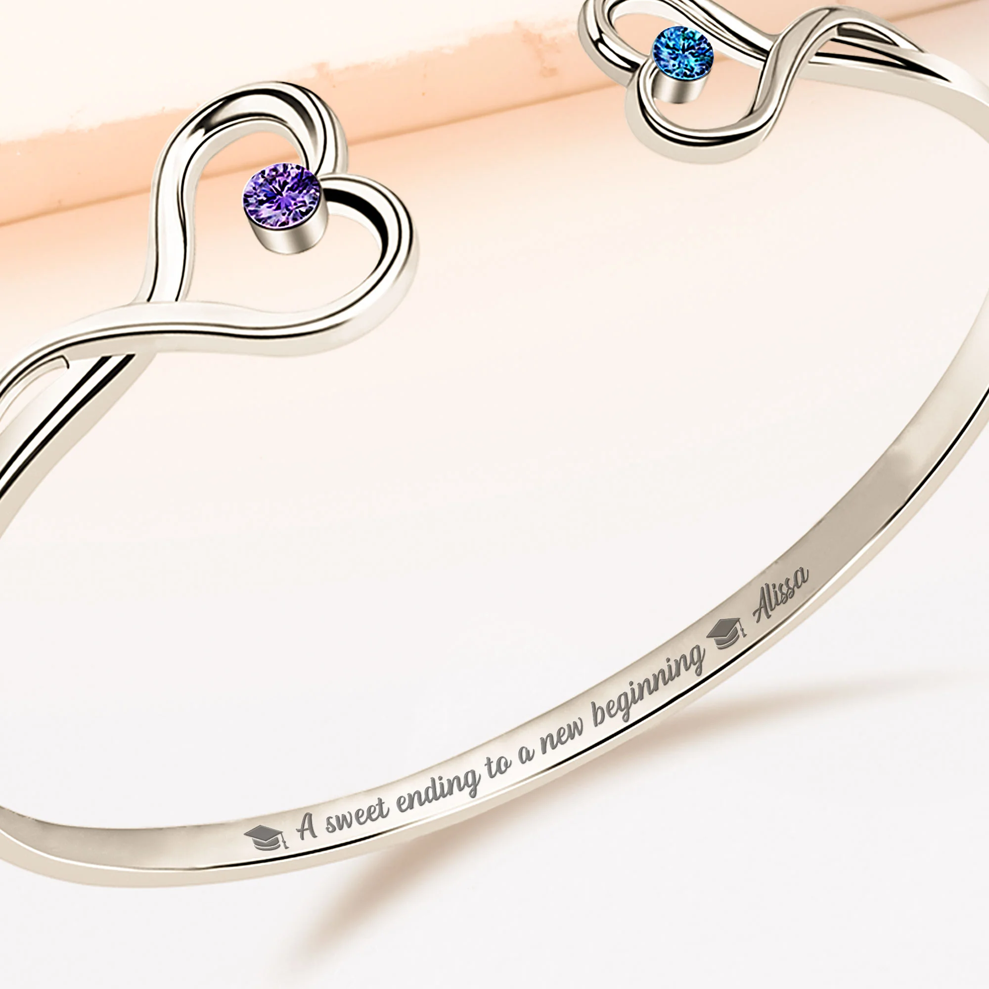 Graduation Bracelet A Sweet Ending To A New Beginning - Personalized Heart Bracelet - Image 4