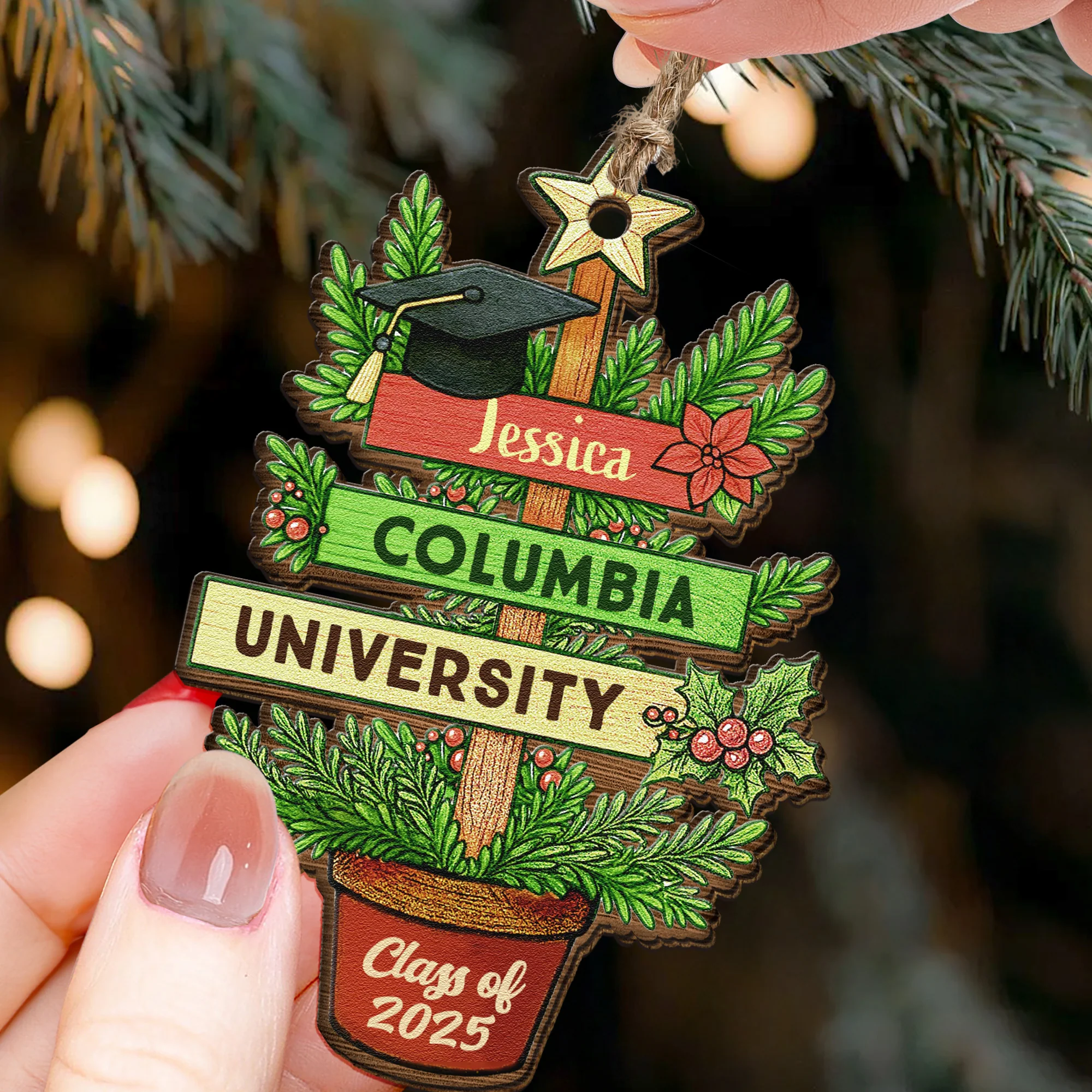 Graduation Christmas Tree - Graduation Gift - Personalized Wooden Ornament - Image 2