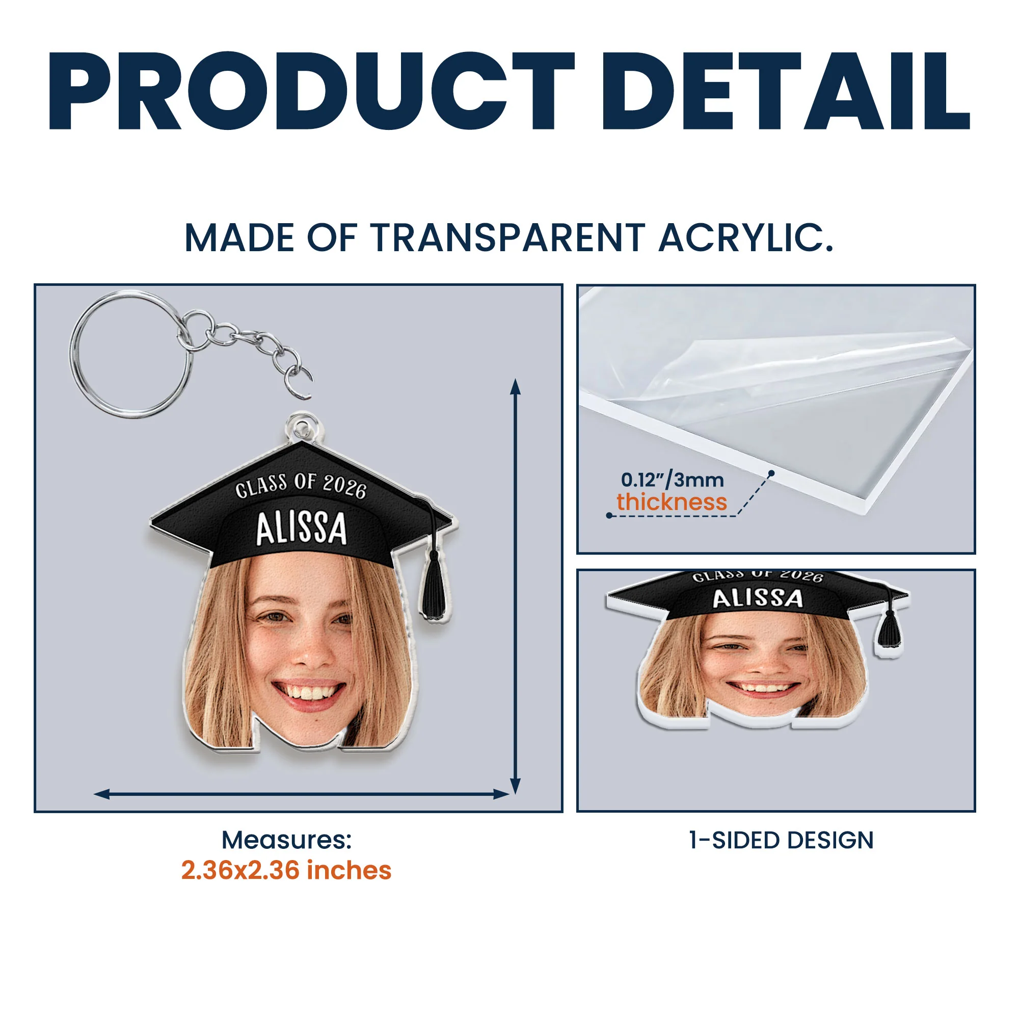 Graduation Custom Face - Personalized Acrylic Photo Keychain - Image 5