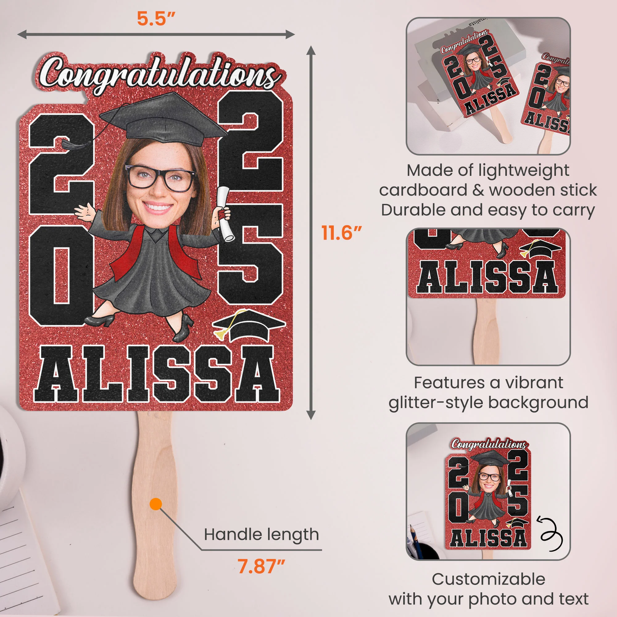 Graduation Fan We're So Proud Of You - Custom Graduation Fan With Picture - Image 7