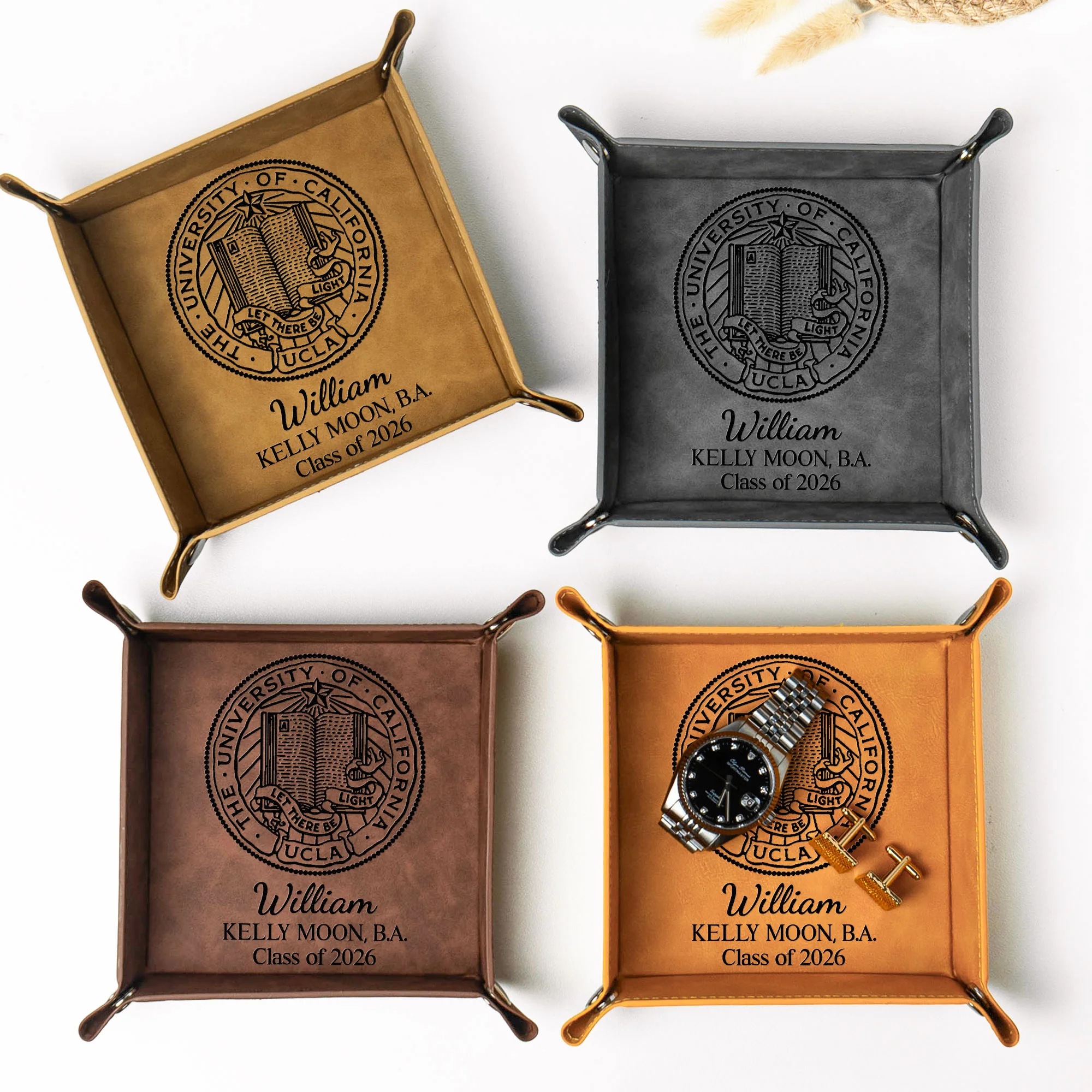 Graduation Gift Custom With University College Seal Year - Personalized Valet Tray - Image 3