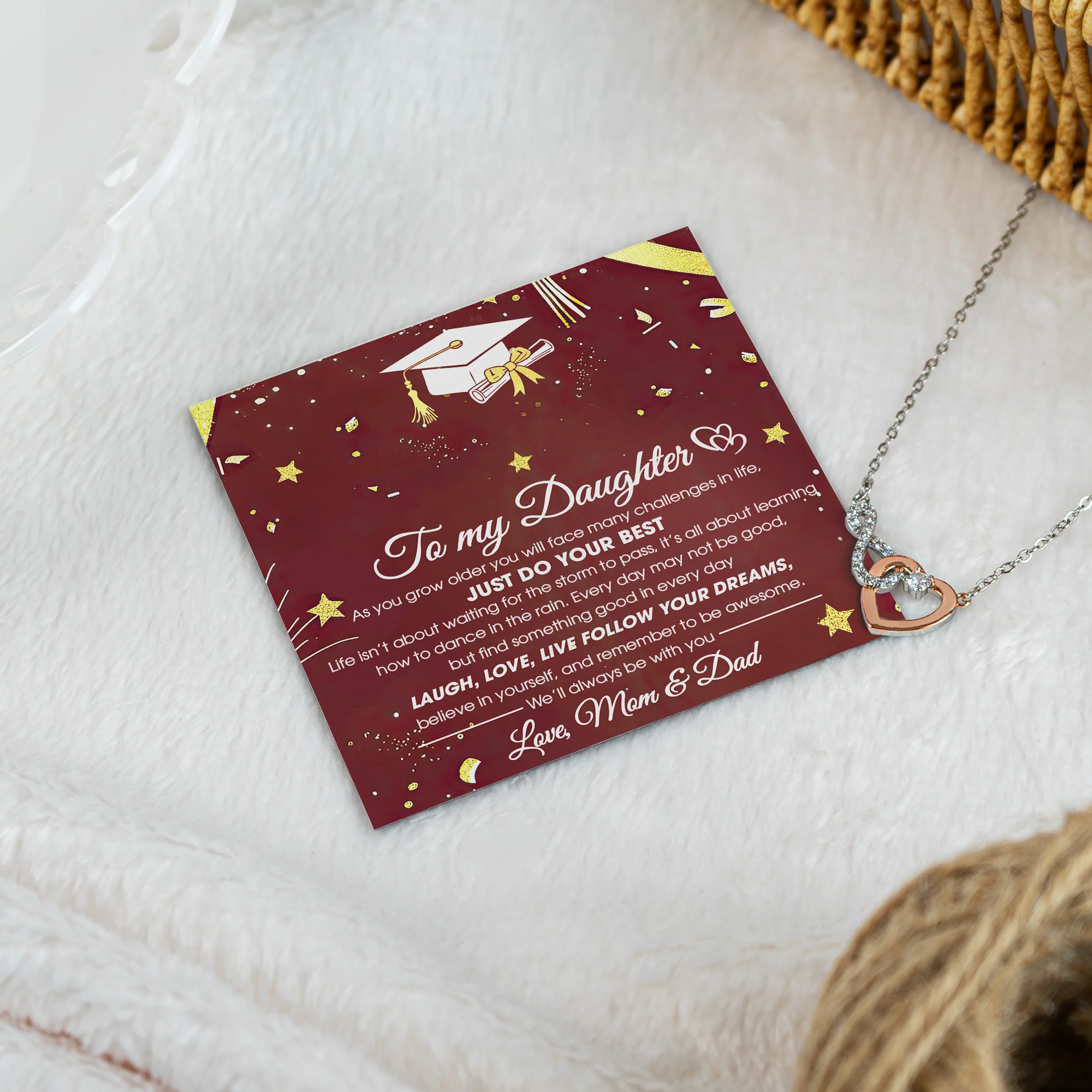 Graduation Gift Daughter Believe In Yourself - Personalized Infinity Heart Necklace - Image 2