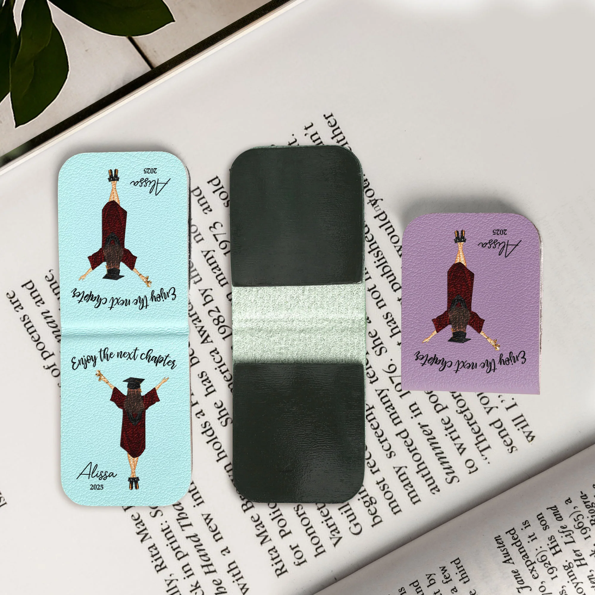 Graduation Gift - Enjoy The Next Chapter - Personalized Leather Magnetic Bookmark - Image 2