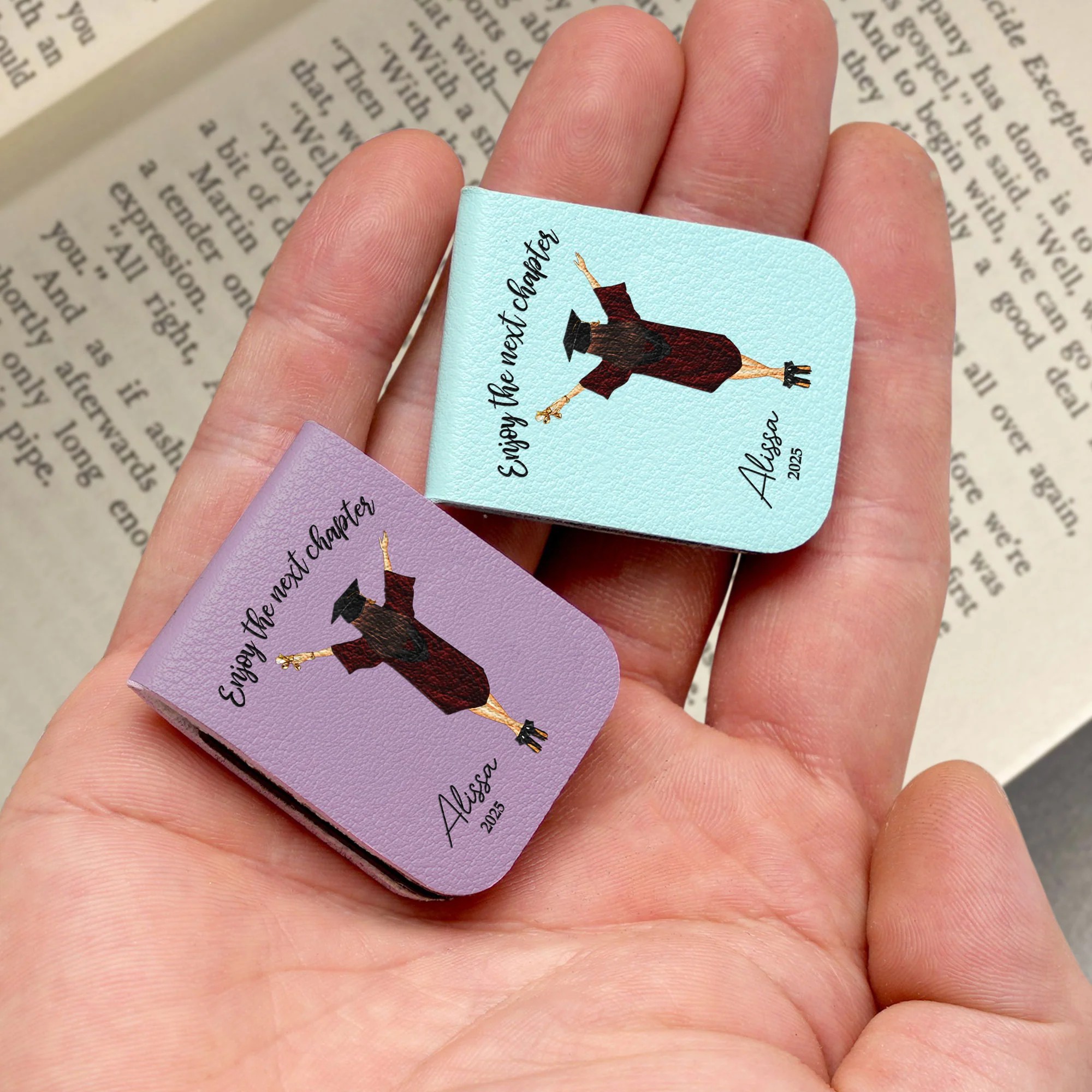 Graduation Gift - Enjoy The Next Chapter - Personalized Leather Magnetic Bookmark - Image 4