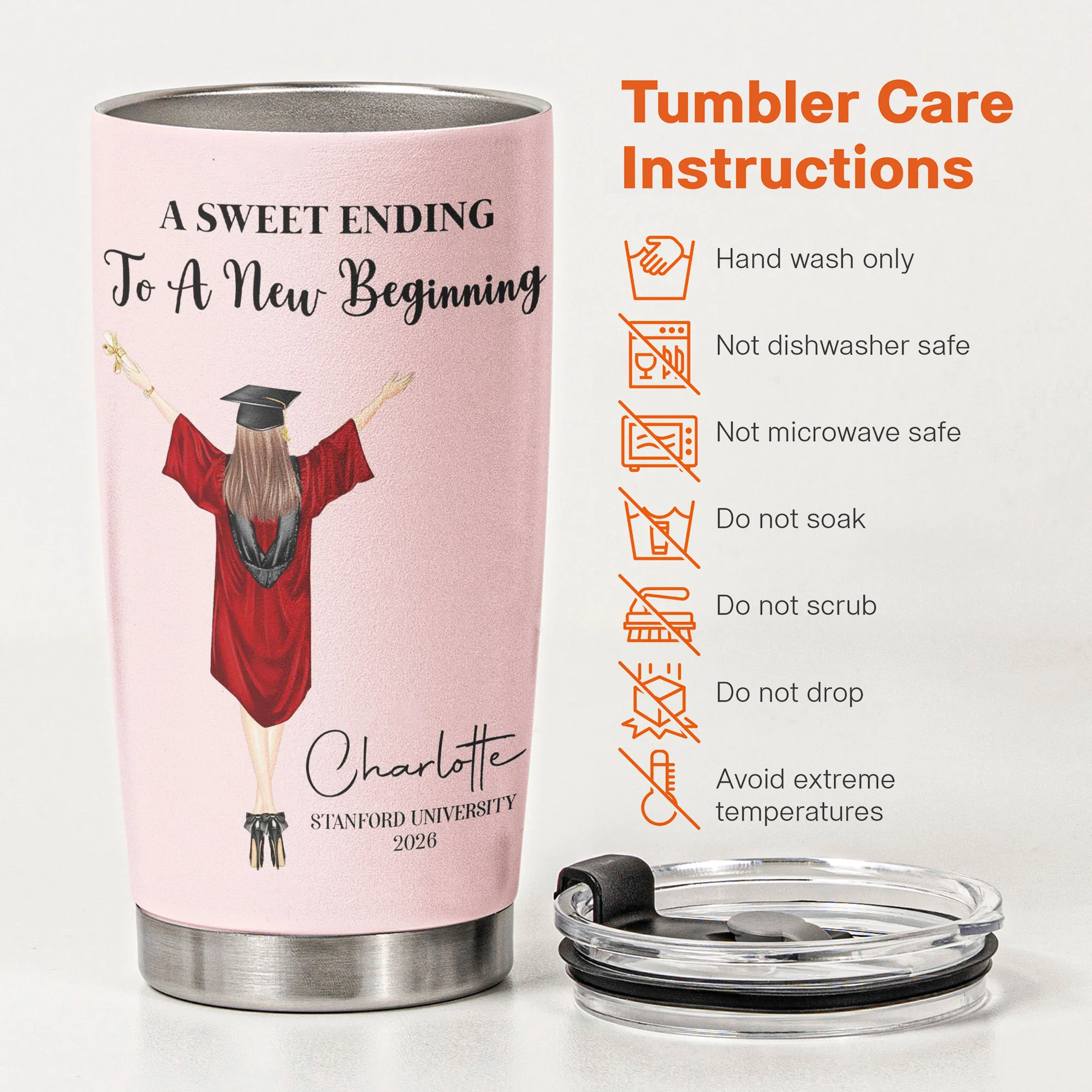 Graduation Gift For Her Him - Personalized Tumbler - Image 5
