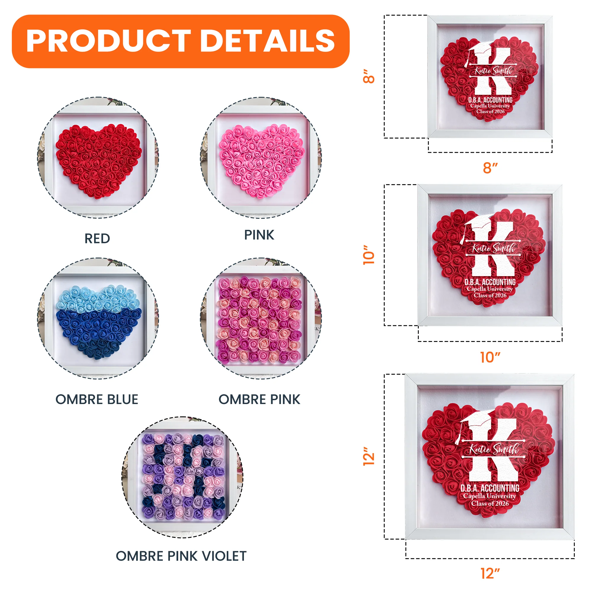 Graduation Gift For Women, Men - Personalized Flower Shadow Box - Image 7