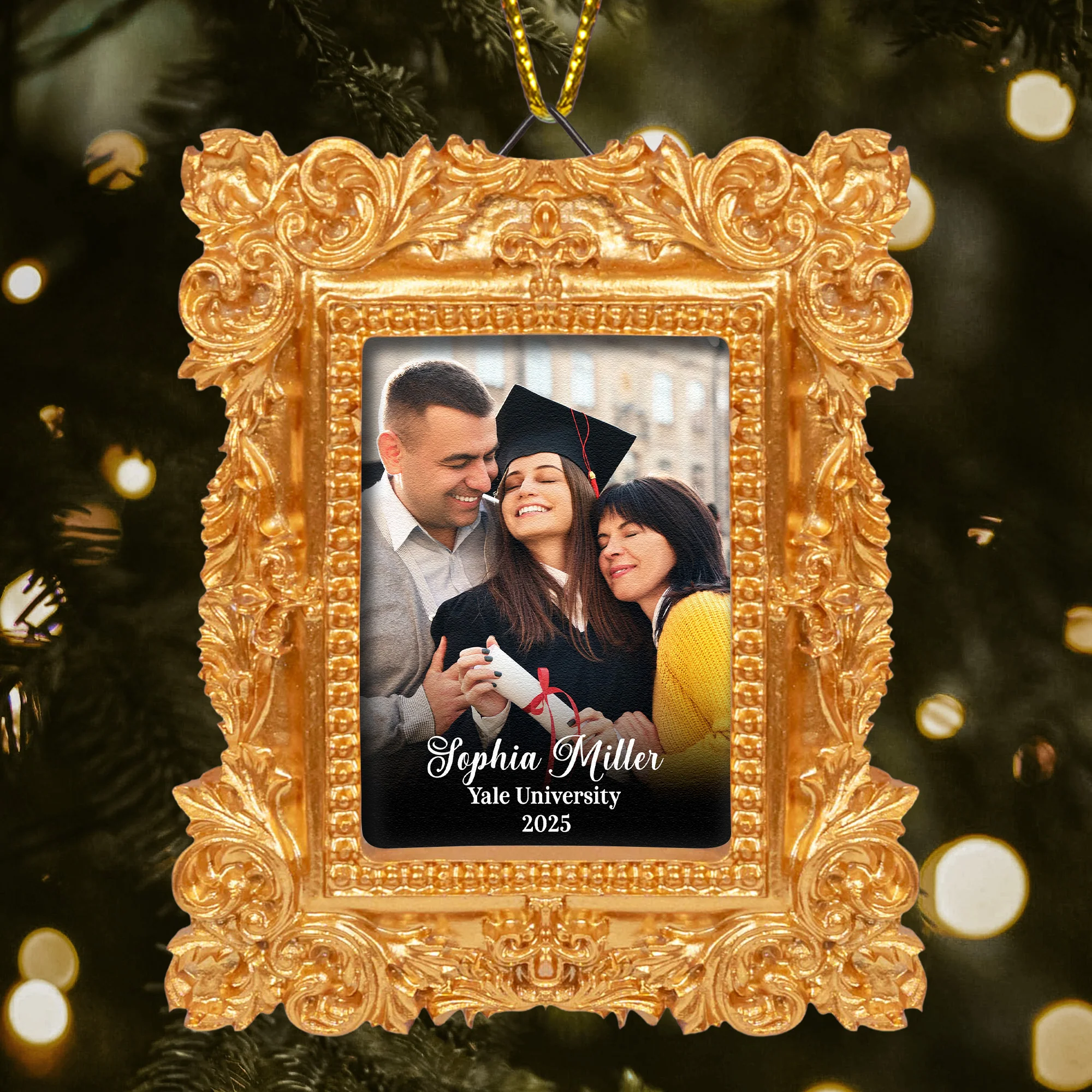 Graduation Gift Keepsake - Personalized Vintage Picture Frame Ornament - Image 4
