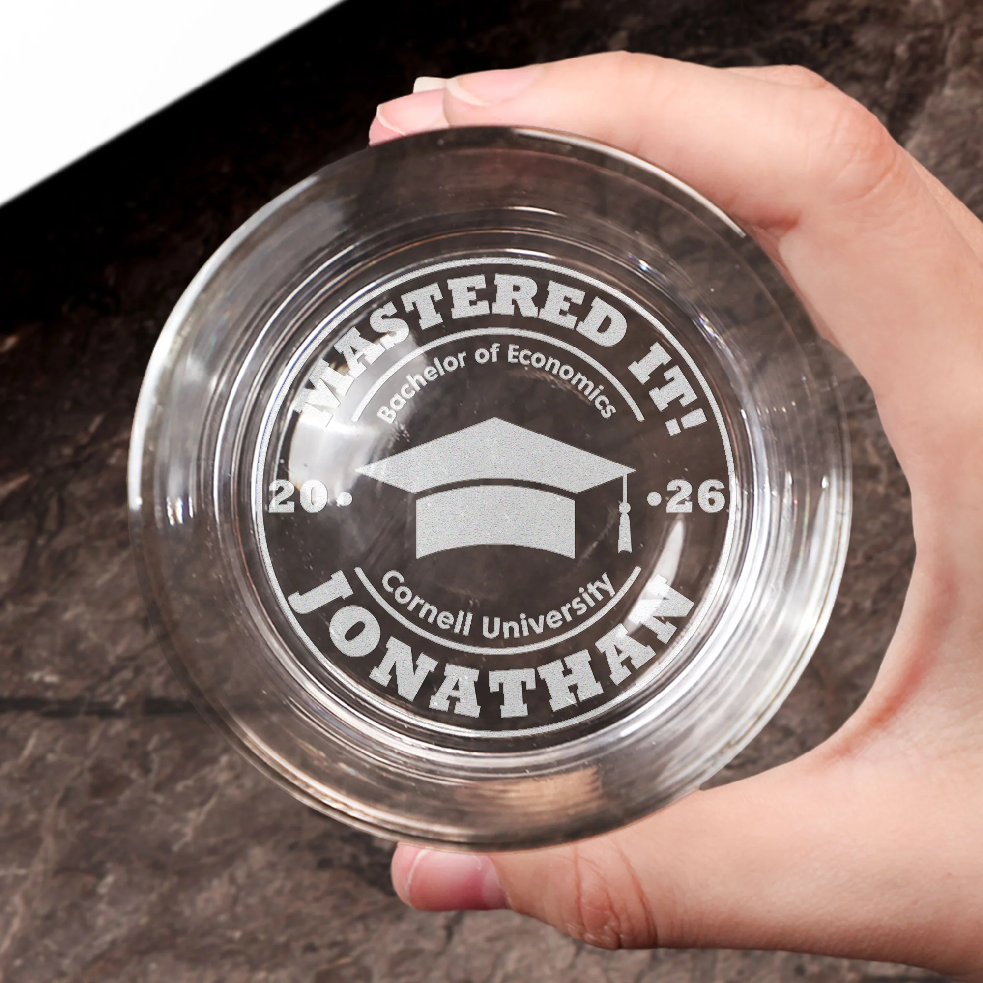 Graduation Gift Mastered It - Personalized Engraved Whiskey Glass - Image 3