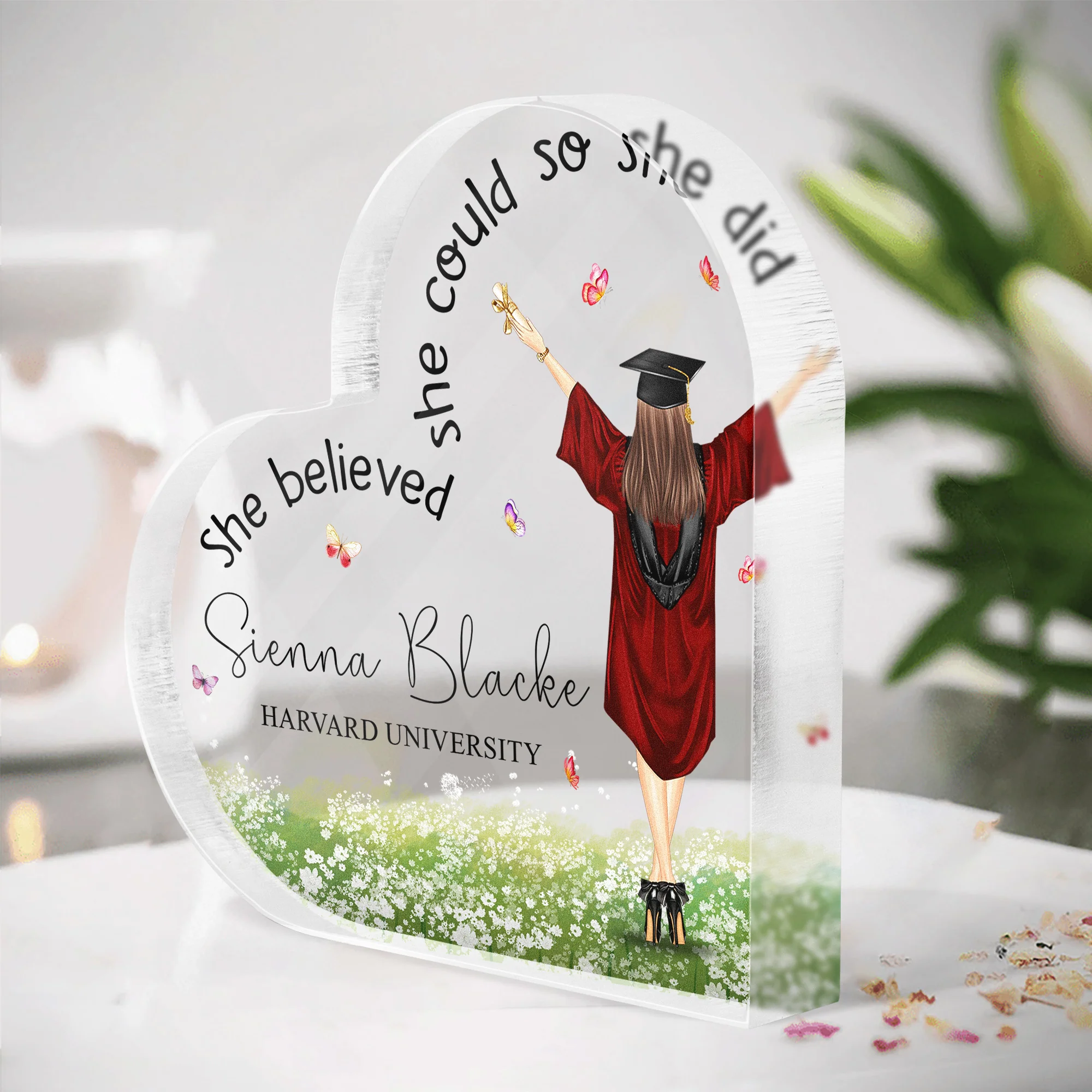 Graduation Gift She Believed She Could So She Did - Personalized Acrylic Plaque - Image 2