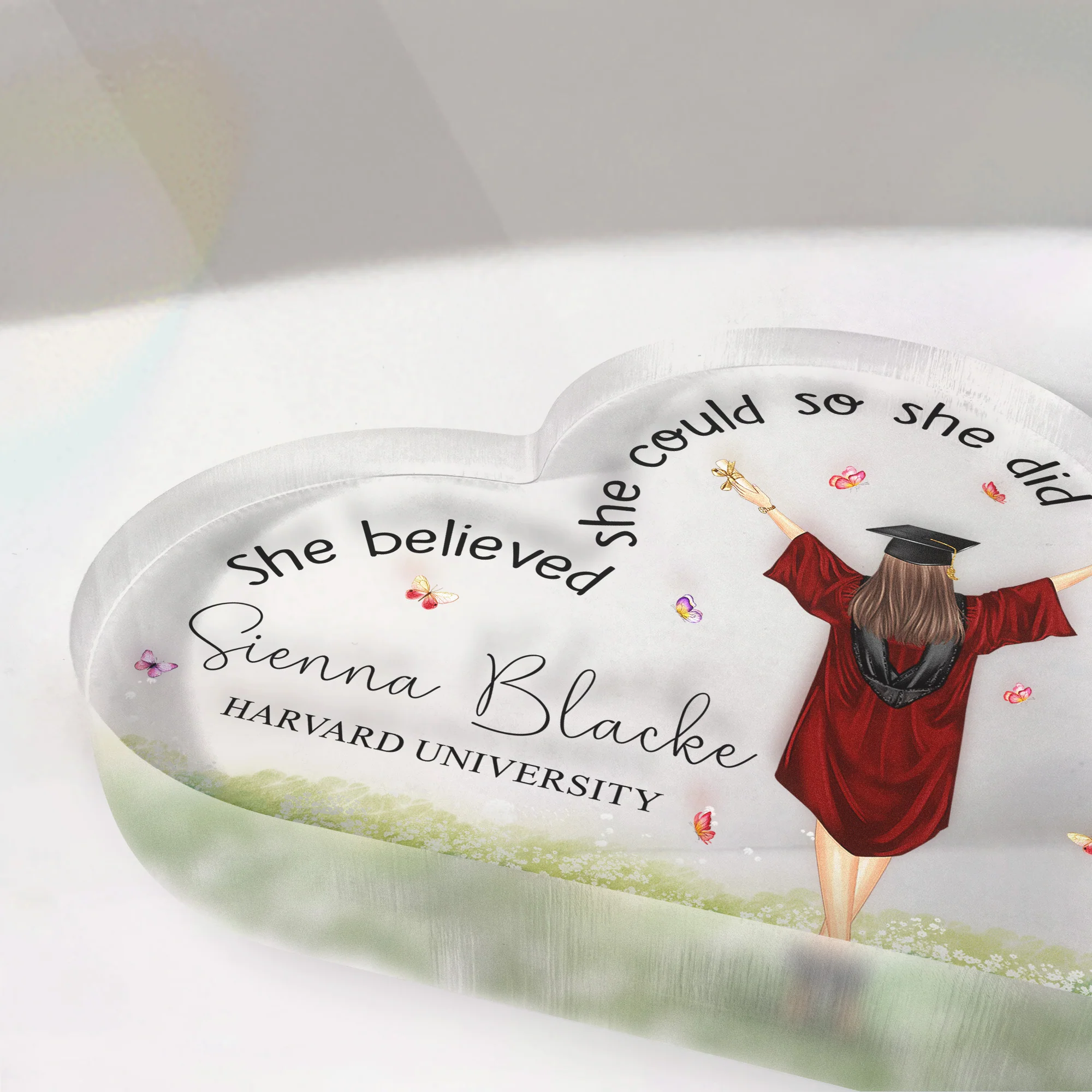 Graduation Gift She Believed She Could So She Did - Personalized Acrylic Plaque - Image 3