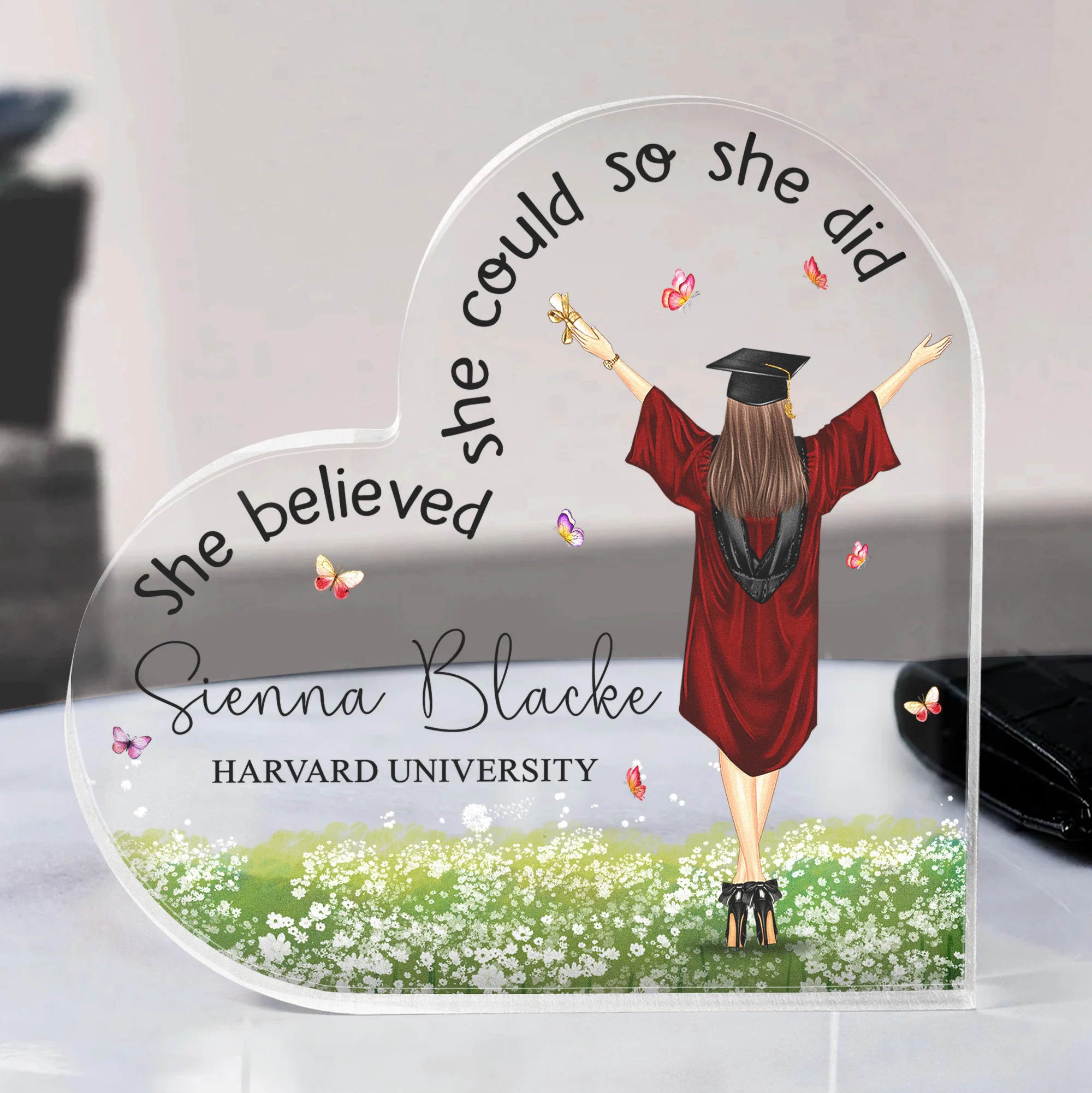 Graduation Gift She Believed She Could So She Did - Personalized Acrylic Plaque - Image 4