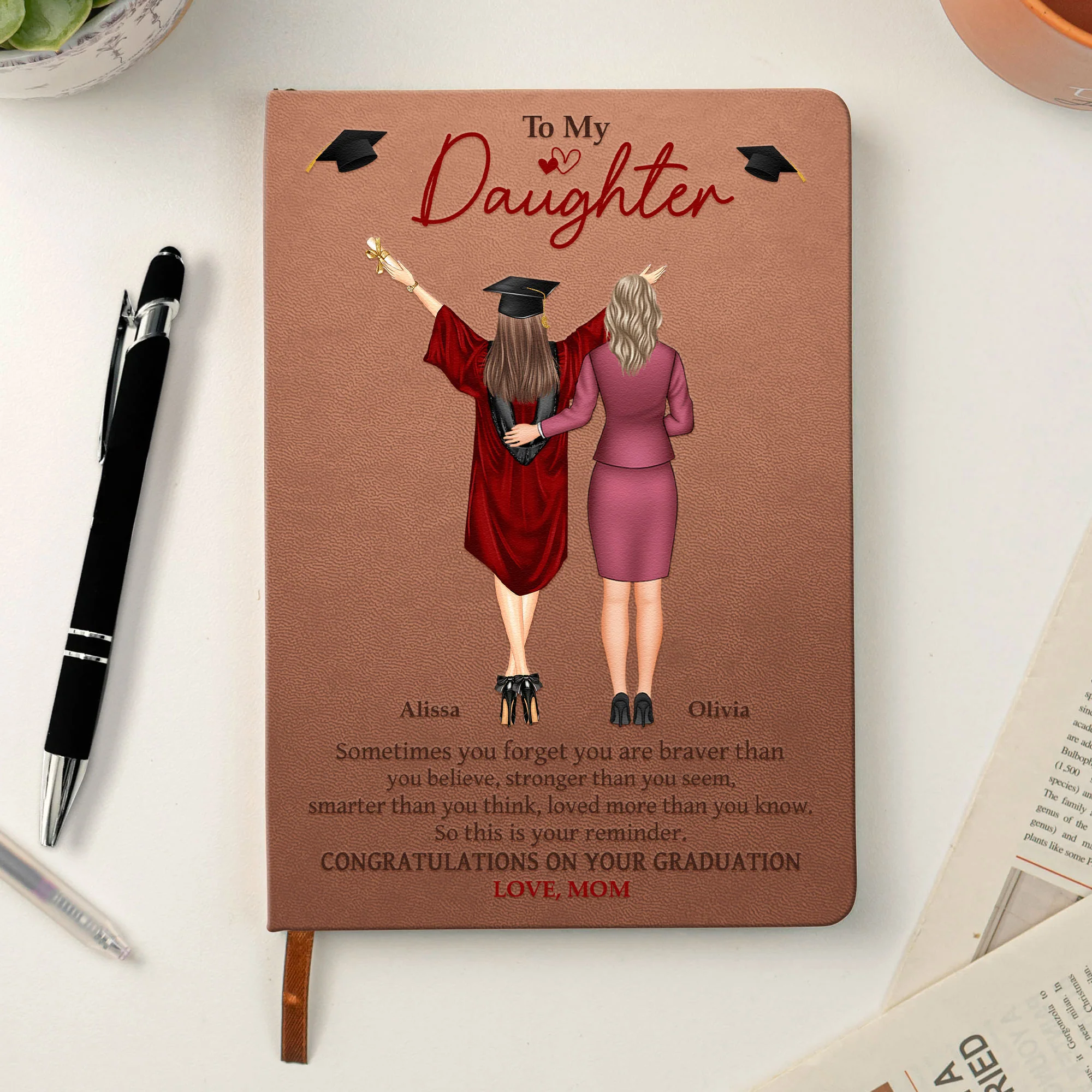 Graduation Gift Sometimes You Forget You Are Braver - Personalized Leather Journal - Image 2