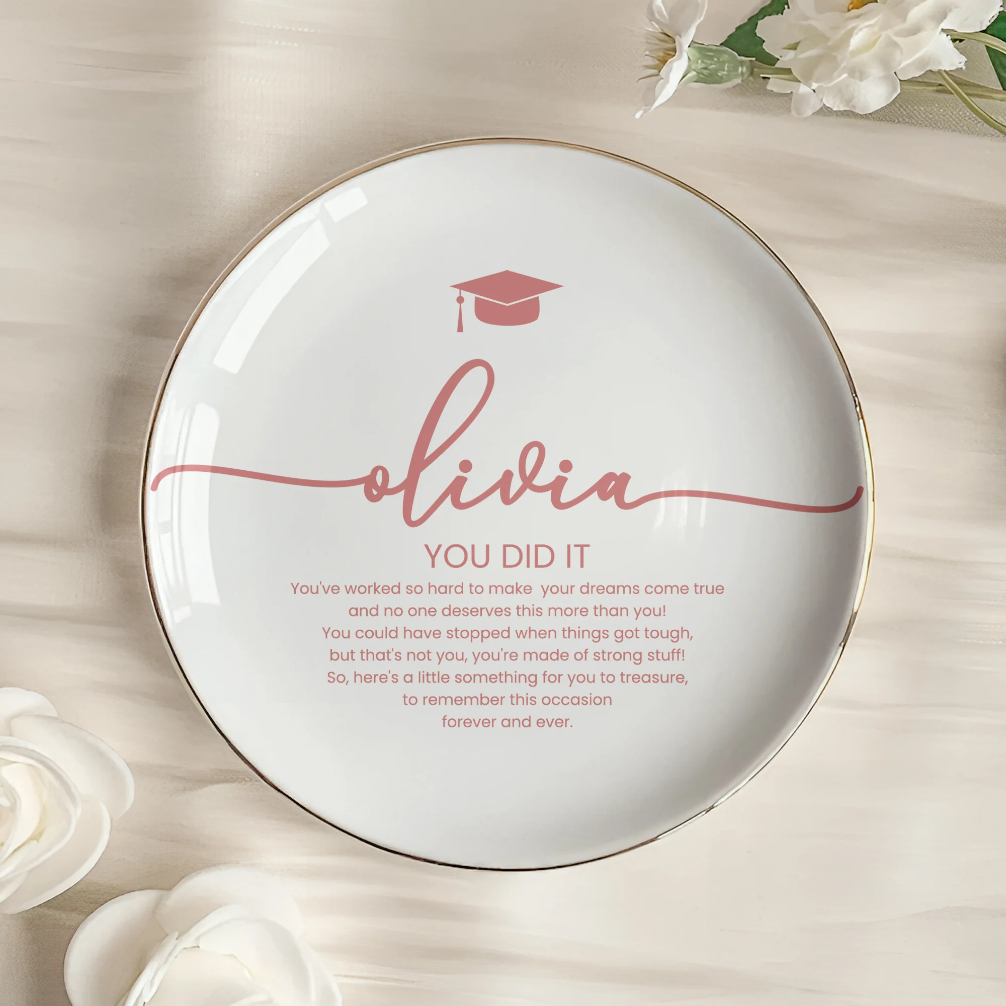 Graduation Gifts Message For Graduated Daughter, Gift For Her - Personalized Jewelry Dish