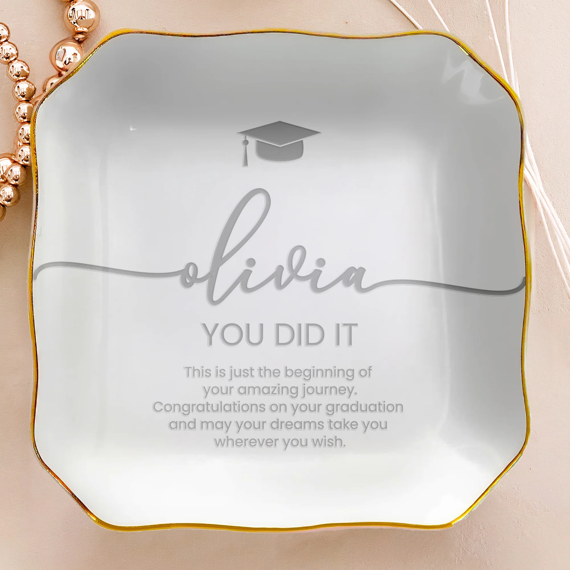Graduation Gifts Message For Graduated Daughter, Gift For Her - Personalized Jewelry Dish - Image 4