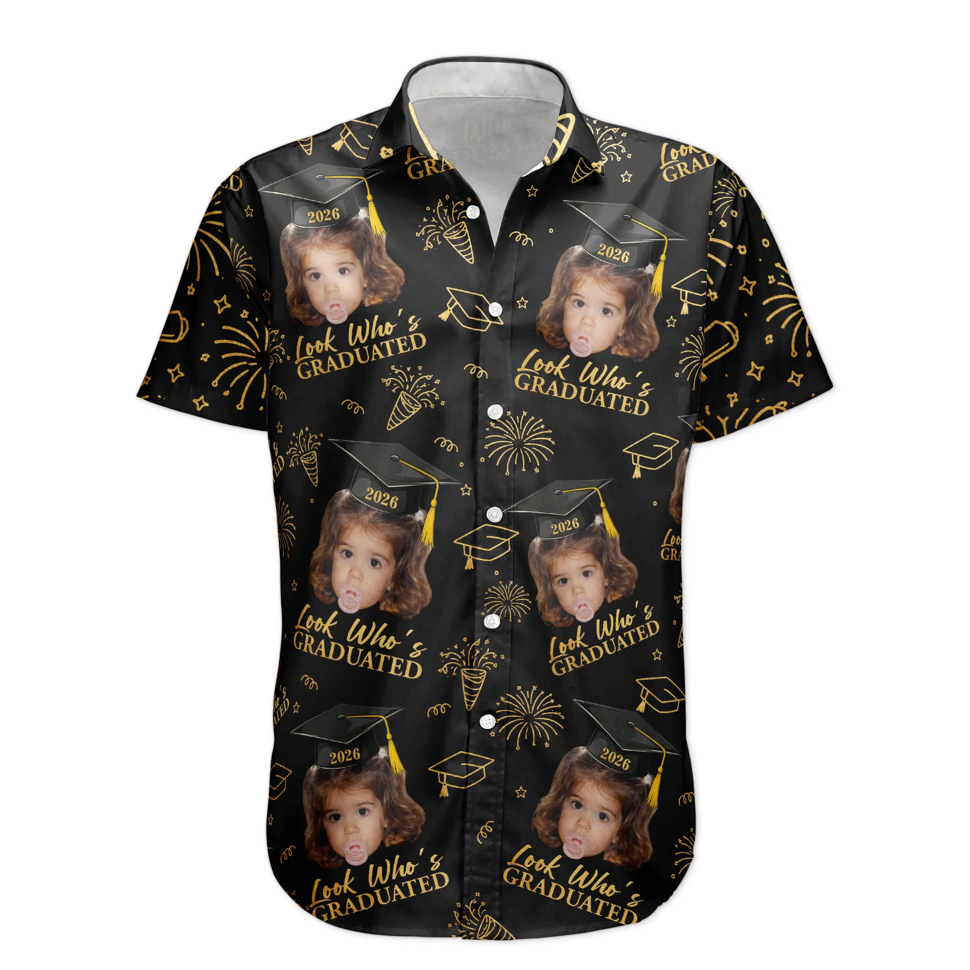 Graduation Matching Shirt With Childhood Photo - Vintage Childhood Themed - Personalized Hawaiian Shirt - Image 5